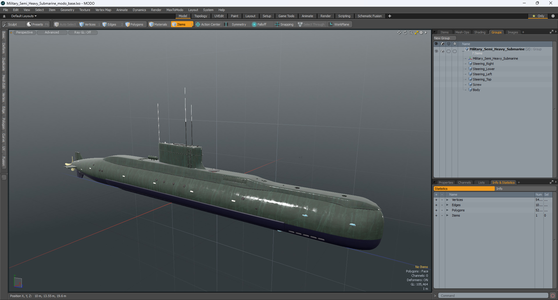Military Semi Heavy Submarine 3D model