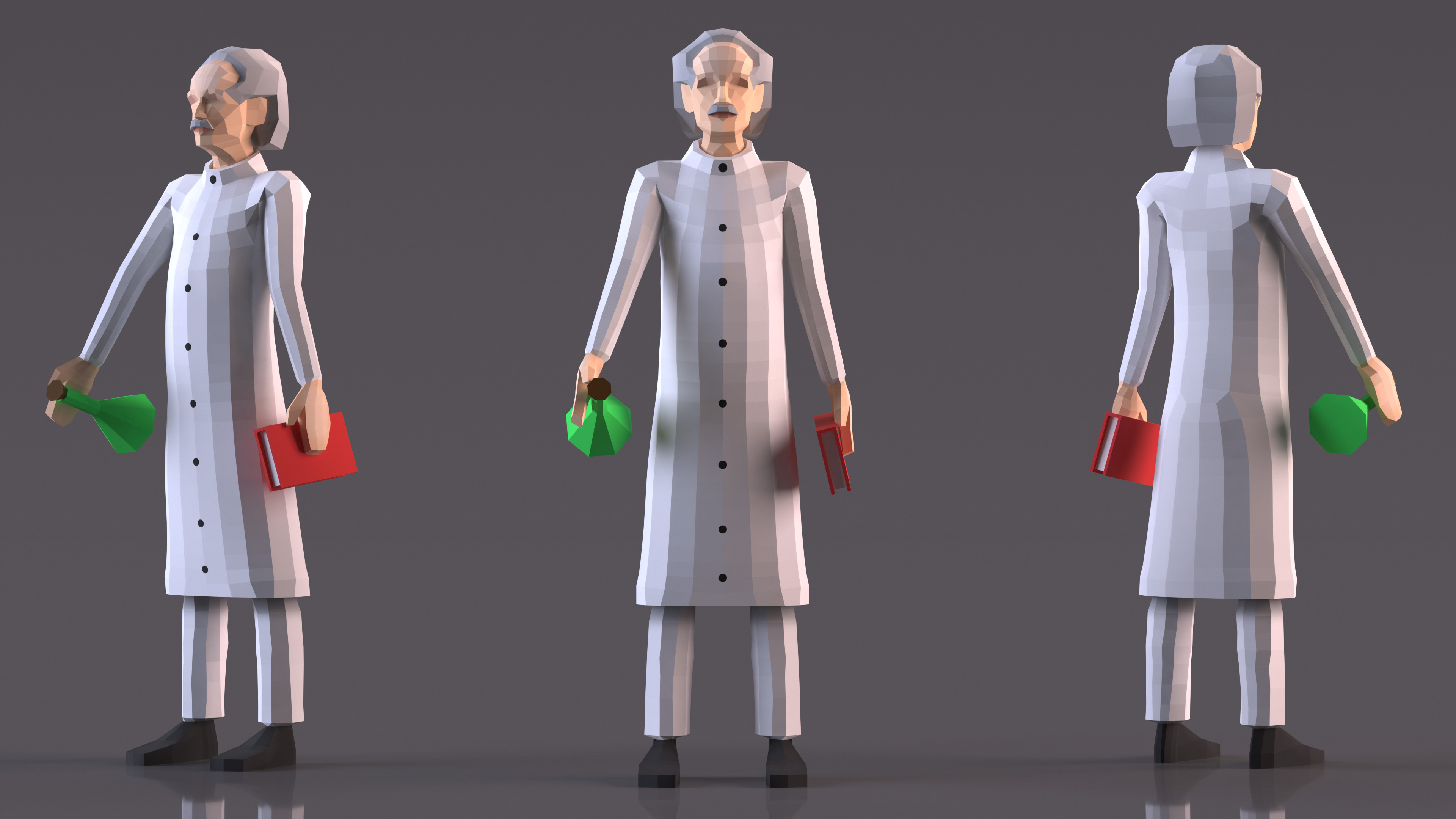 3D Low Poly Scientist model