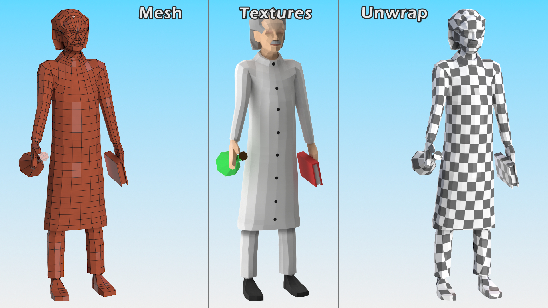3D Low Poly Scientist model