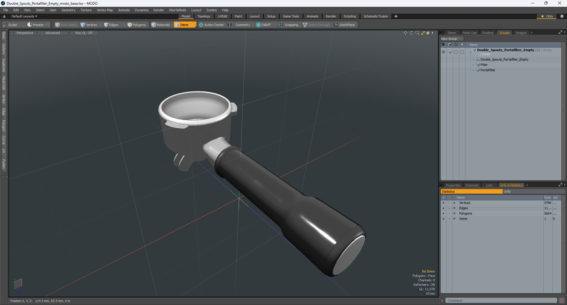 3D Double Spouts Portafilter Empty