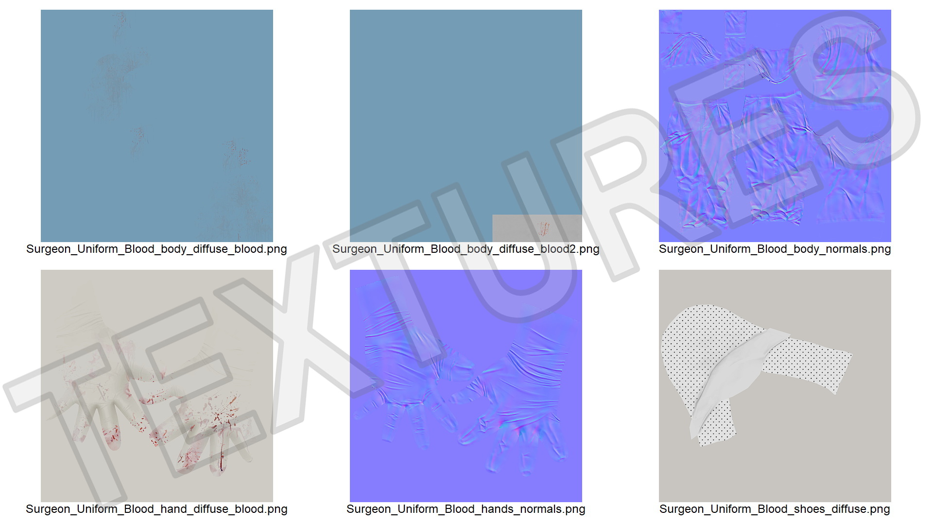 3D Surgeon Uniform Scrubs with Bloodstains with Stethoscope