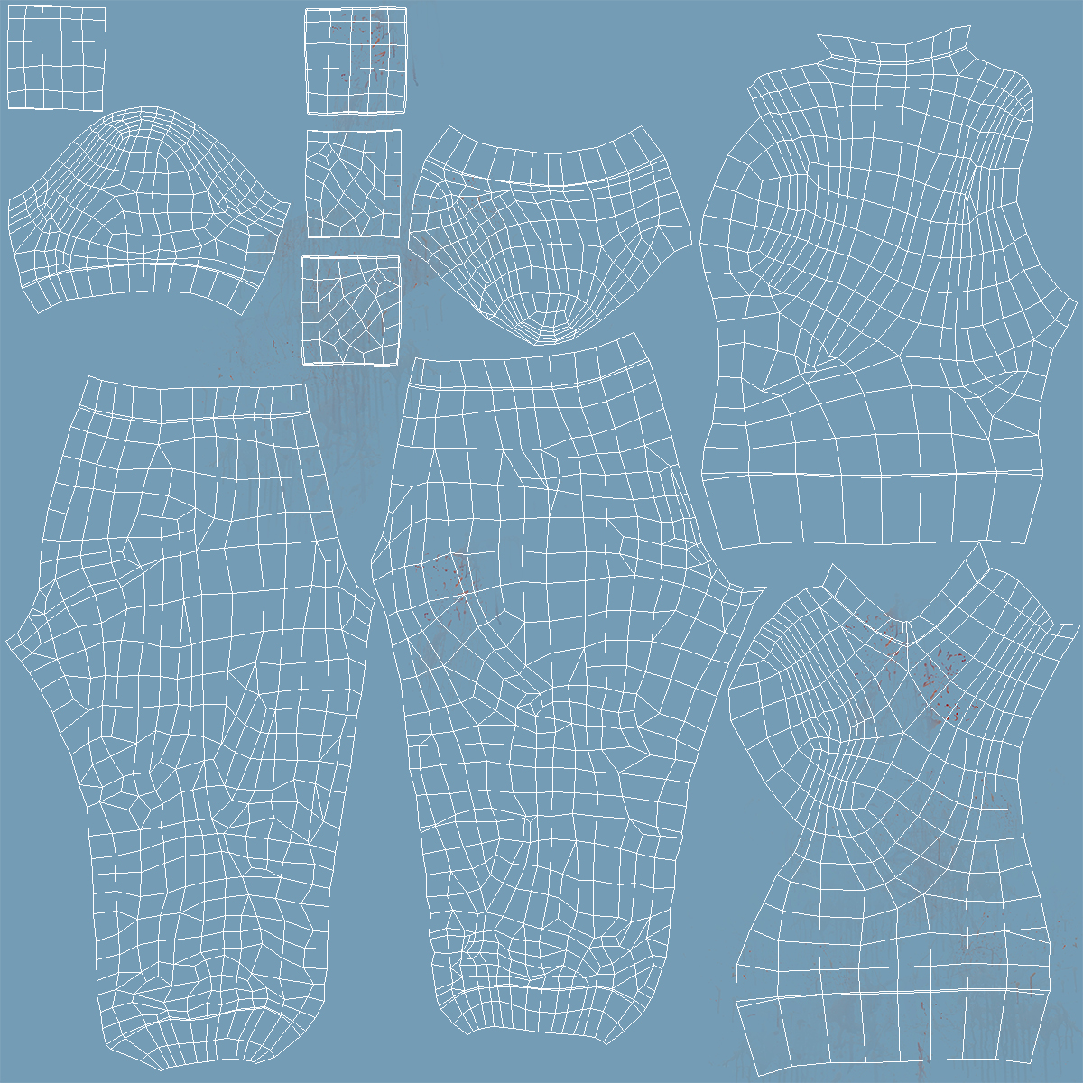 3D Surgeon Uniform Scrubs with Bloodstains with Stethoscope