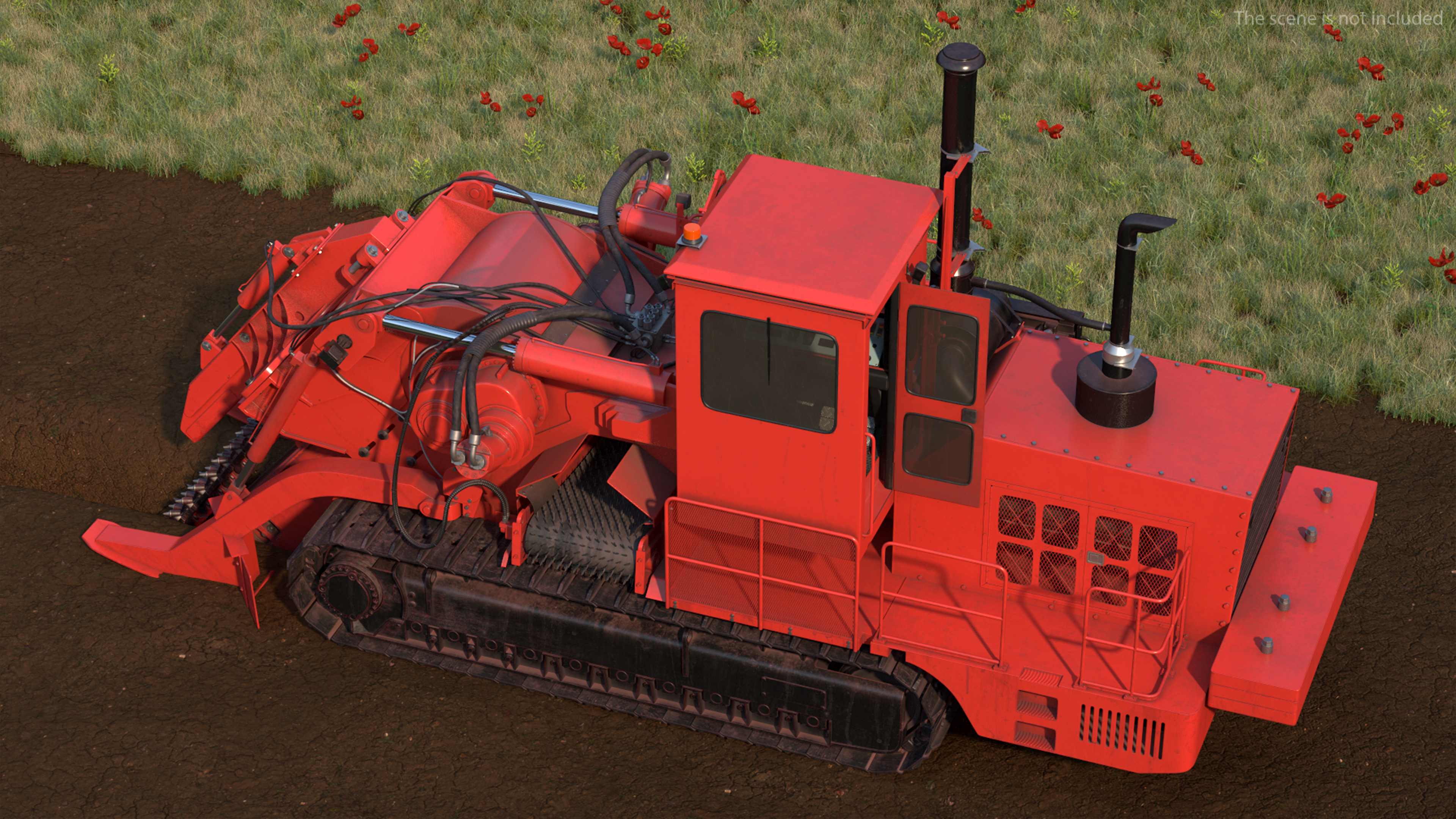 3D model Trencher Red Dirty Rigged