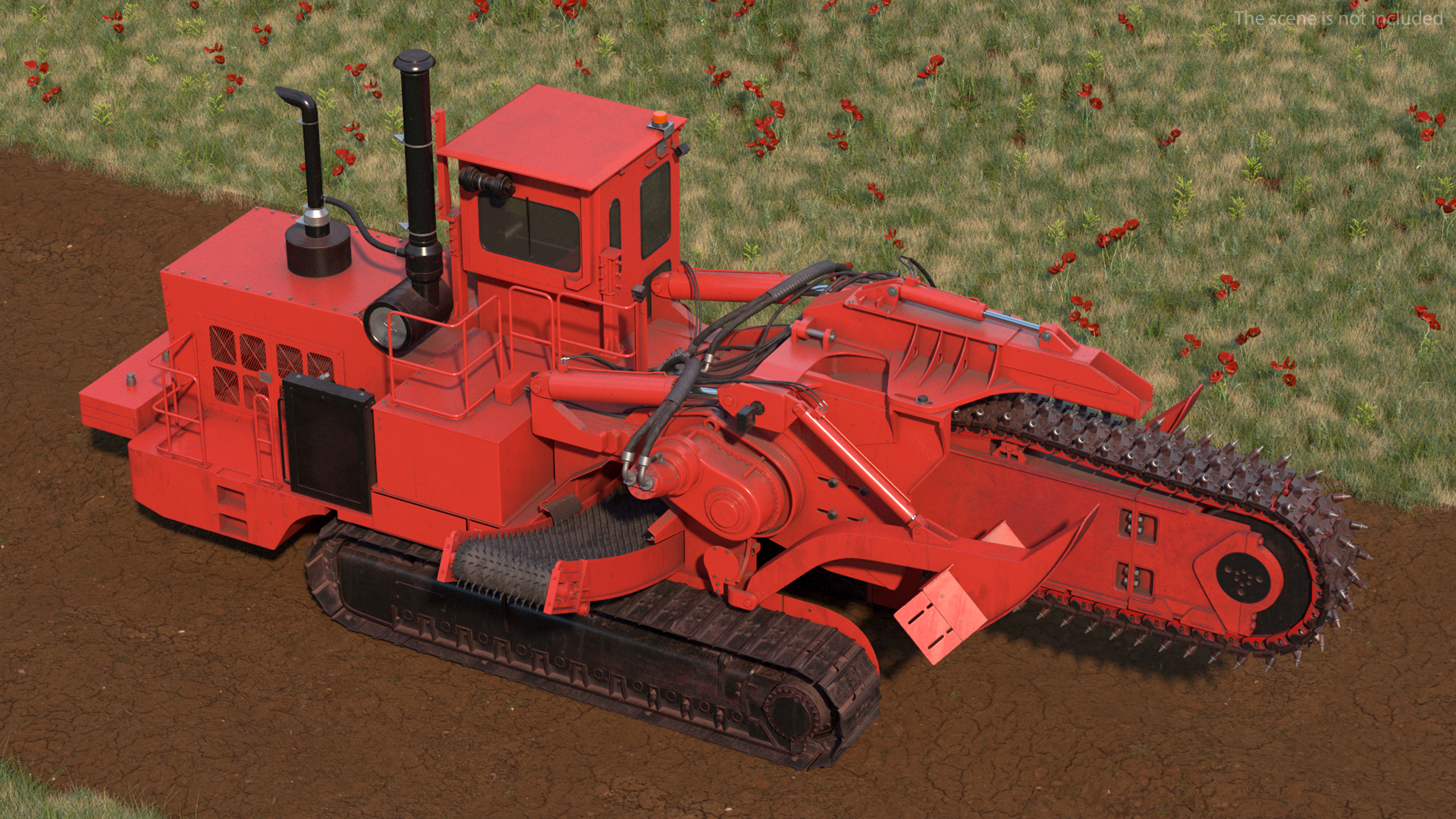 3D model Trencher Red Dirty Rigged