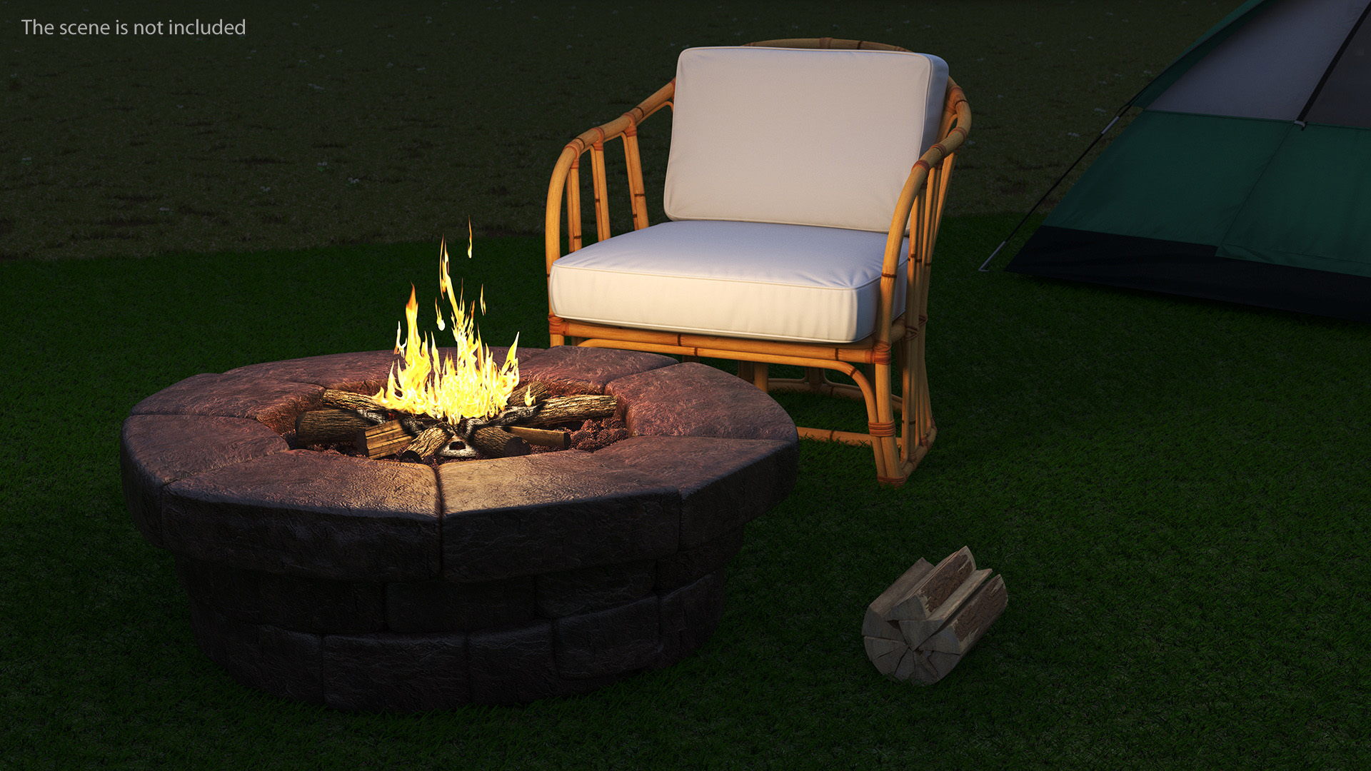 Outdoor Garden Fire Pit with Armchair 3D