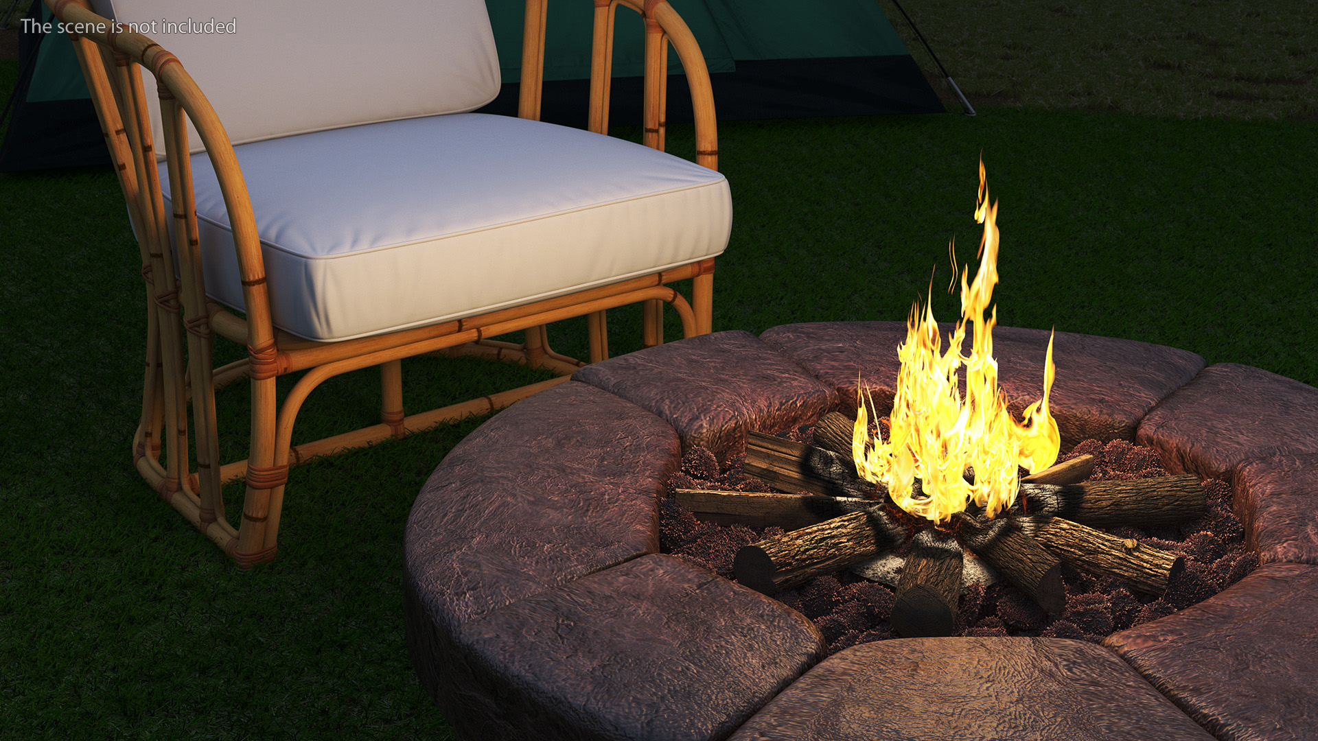 Outdoor Garden Fire Pit with Armchair 3D
