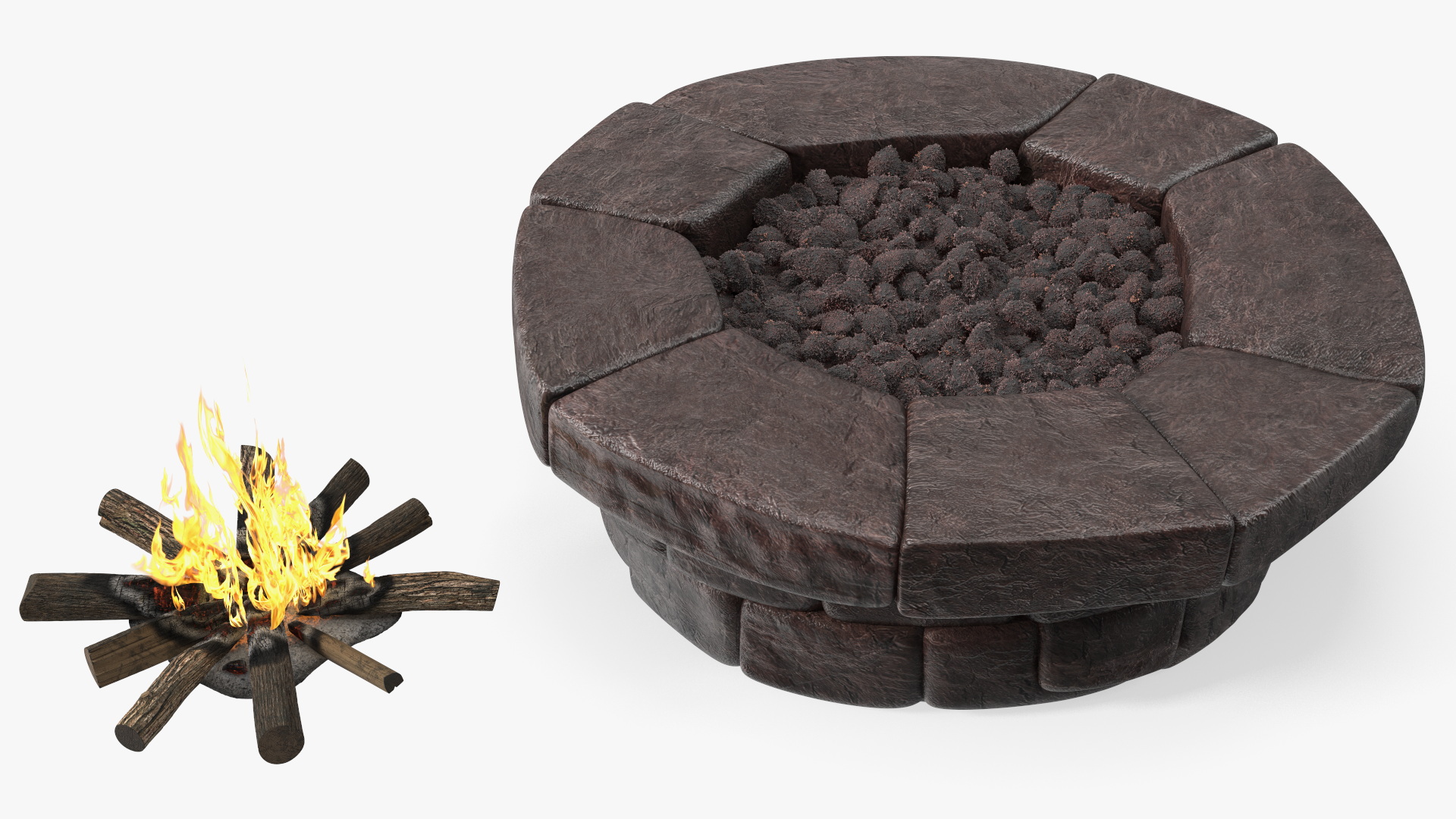 Outdoor Garden Fire Pit with Armchair 3D