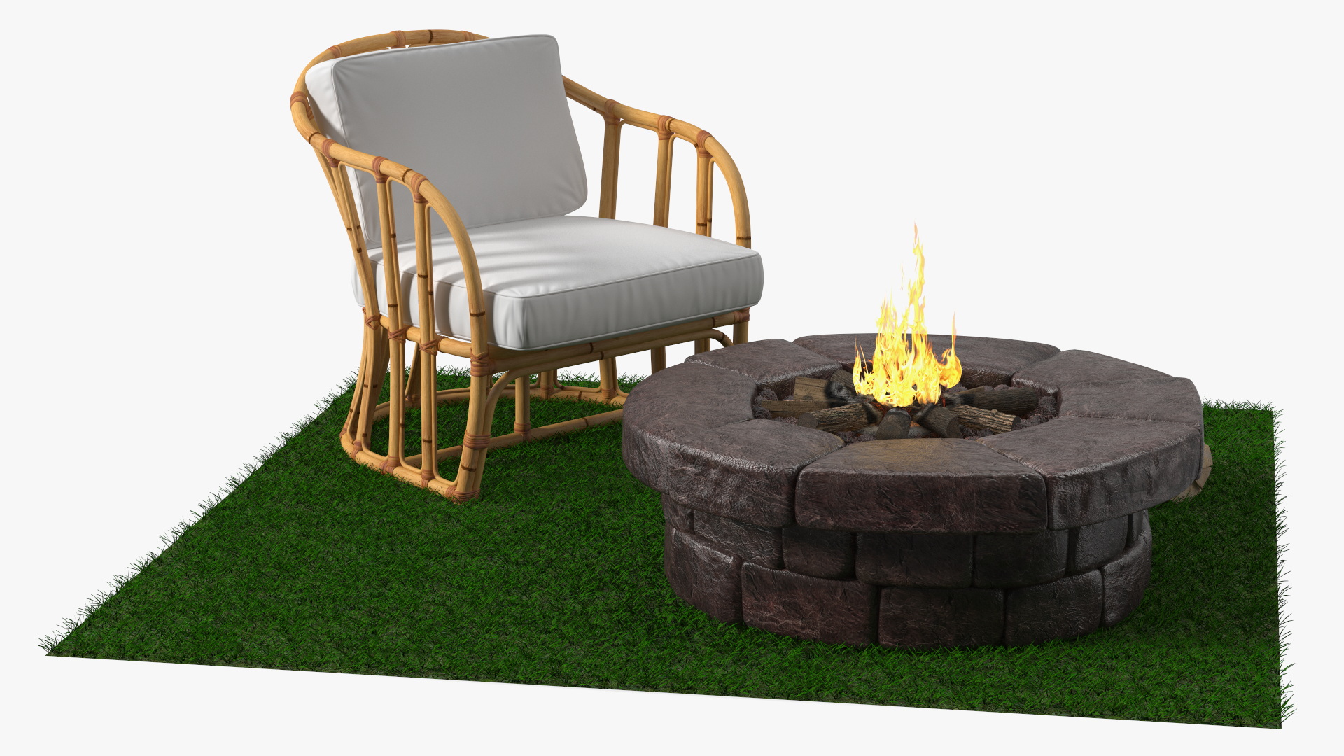 Outdoor Garden Fire Pit with Armchair 3D