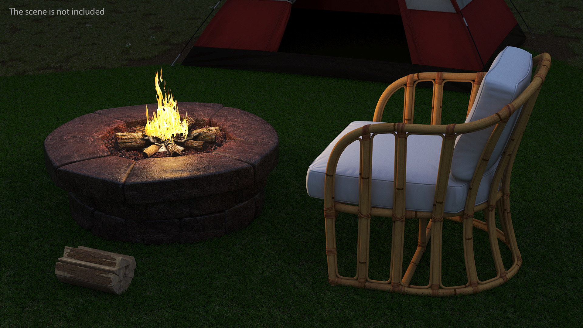 Outdoor Garden Fire Pit with Armchair 3D