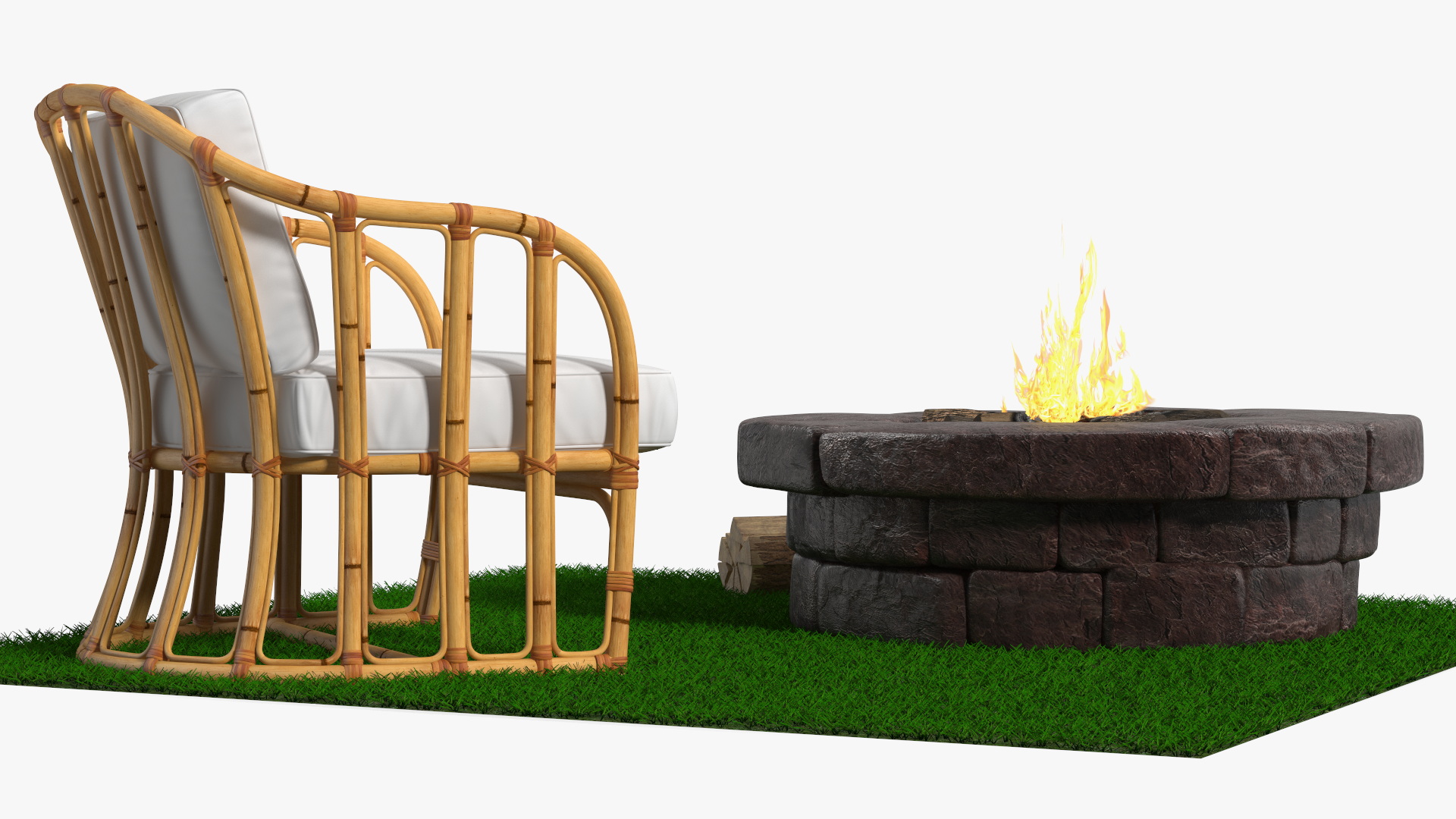 Outdoor Garden Fire Pit with Armchair 3D