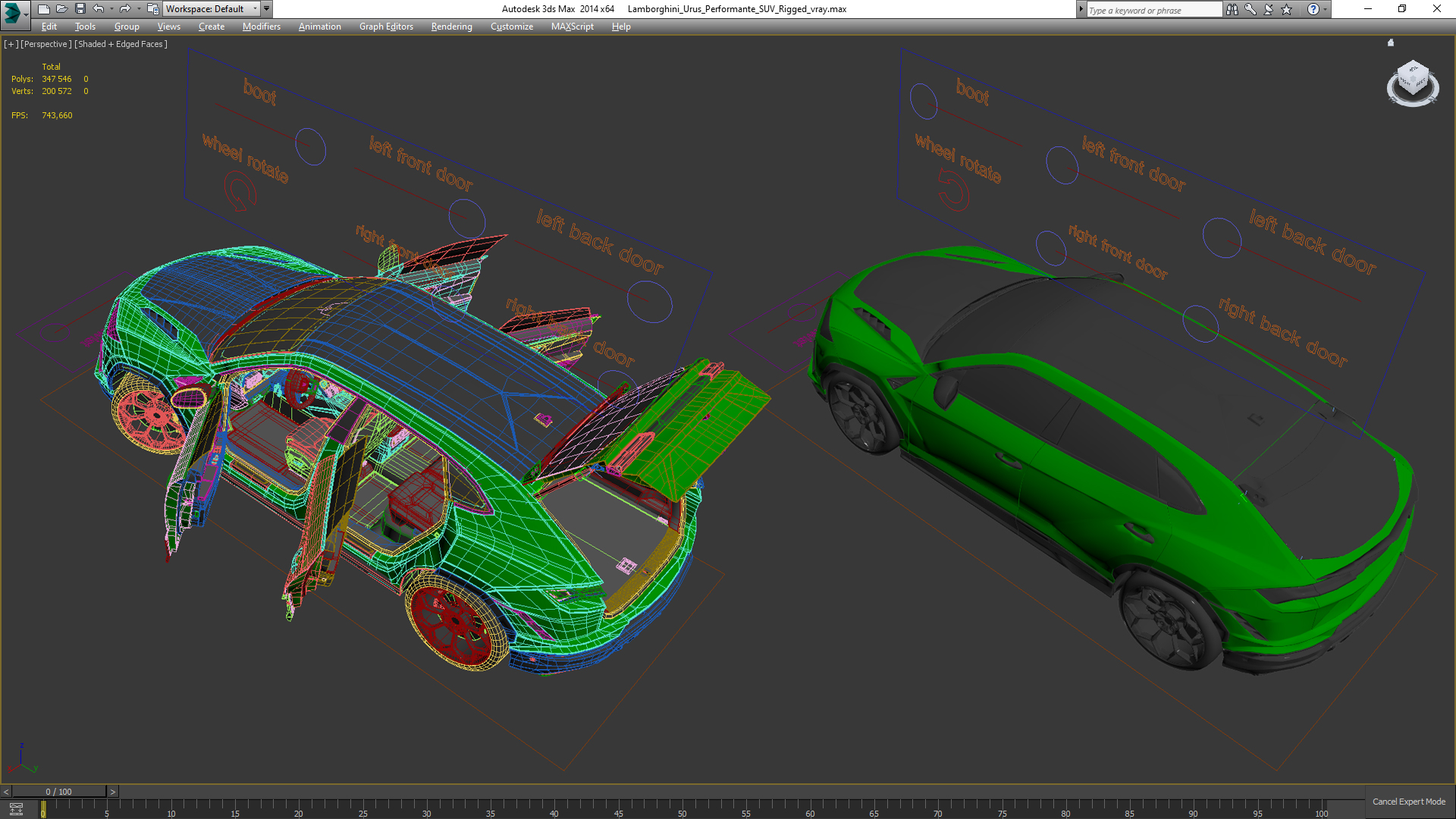 Lamborghini Urus Performante SUV Rigged 3D model