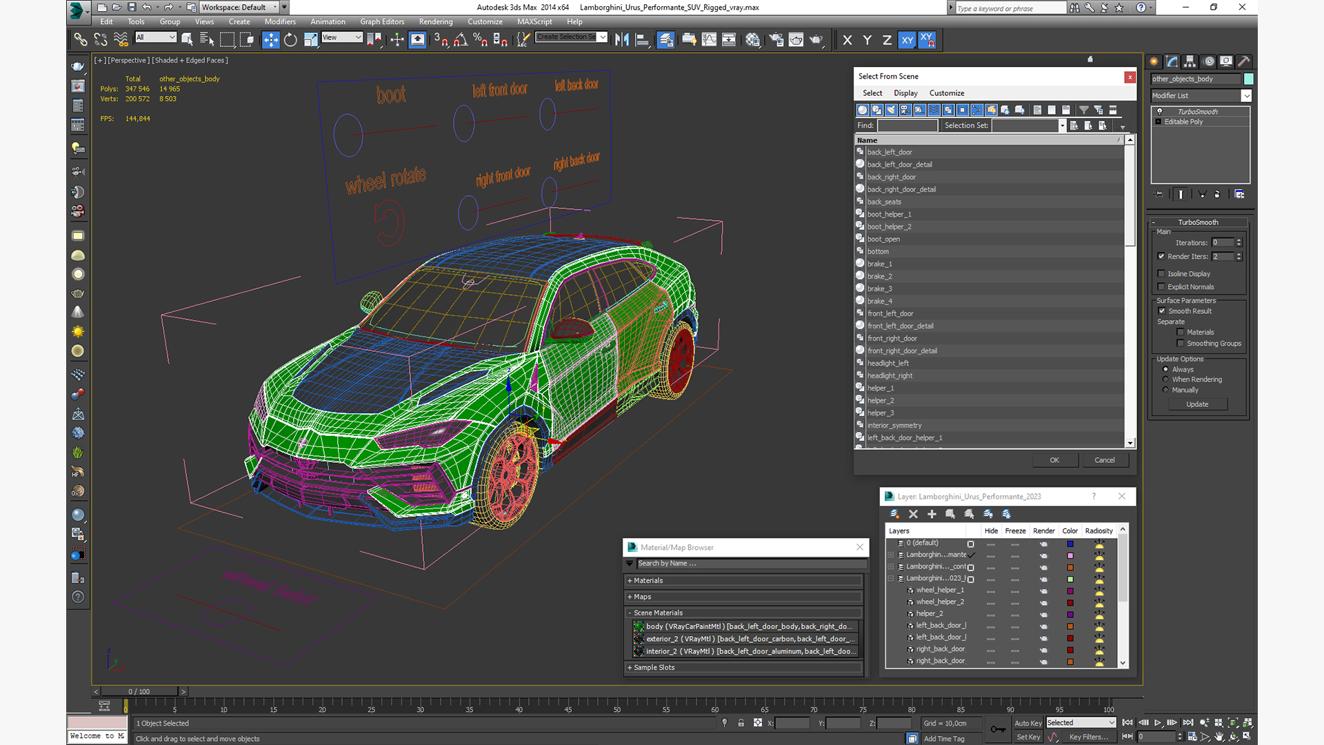 Lamborghini Urus Performante SUV Rigged 3D model