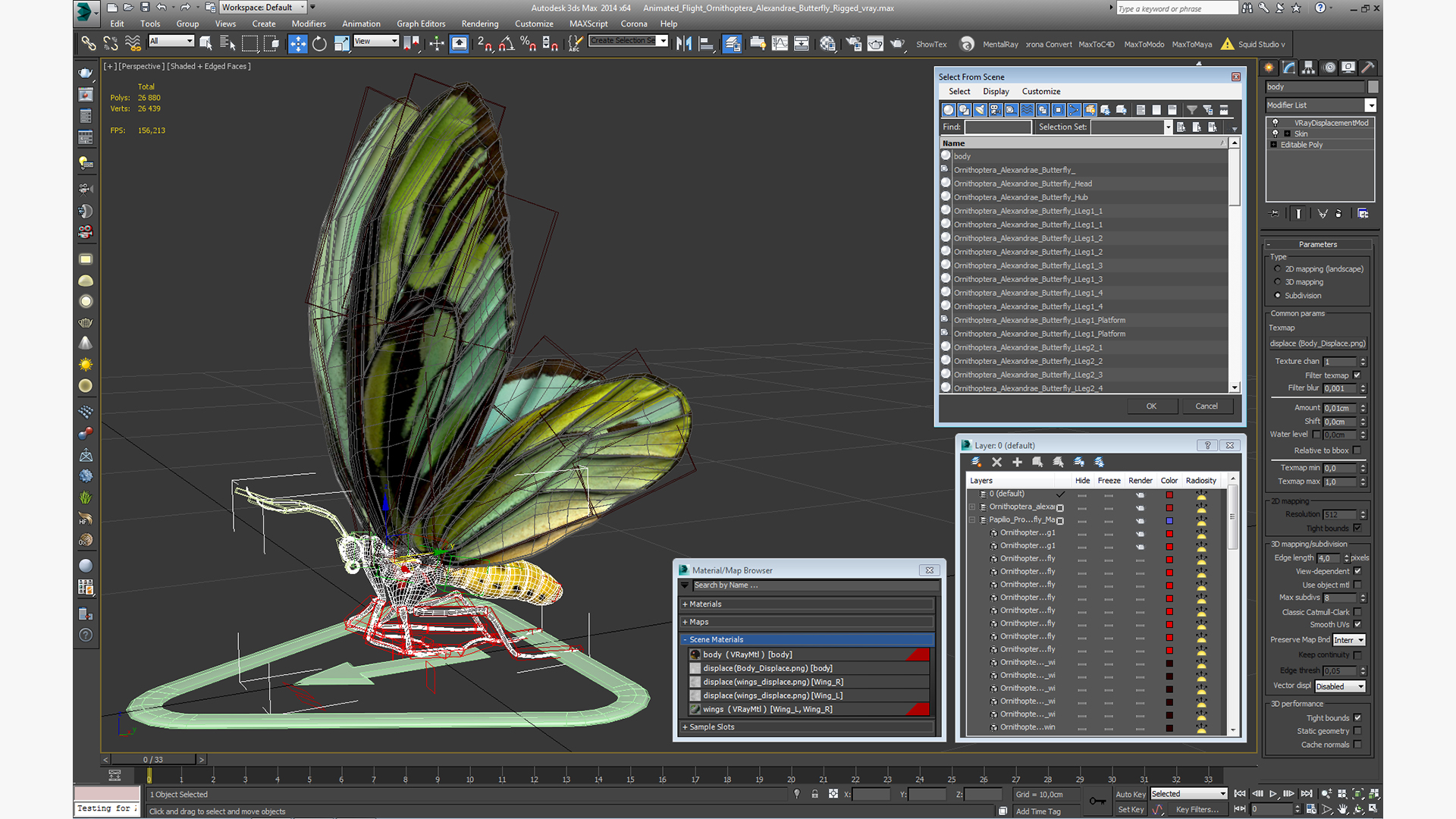 3D Animated Flight Ornithoptera Alexandrae Butterfly Rigged
