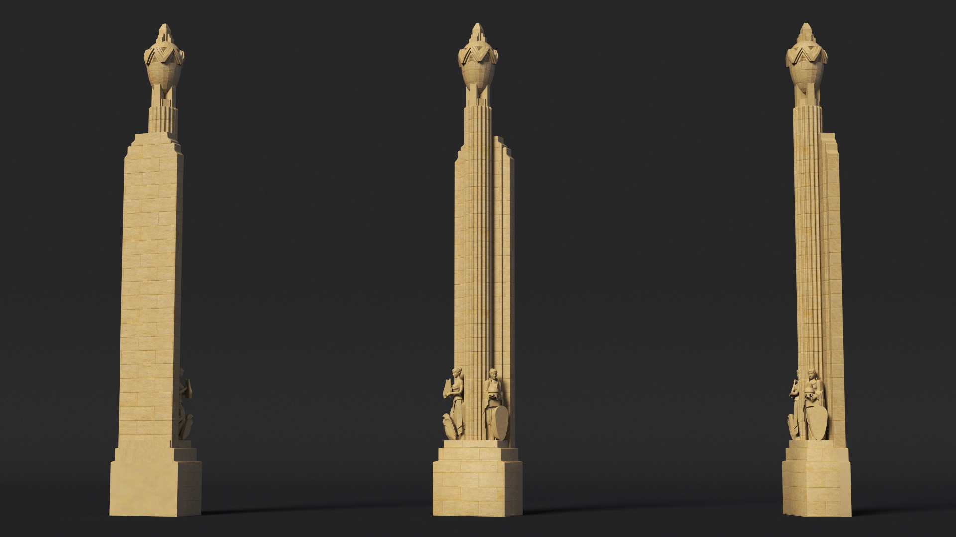 3D Hearst Towers Column with Statues model