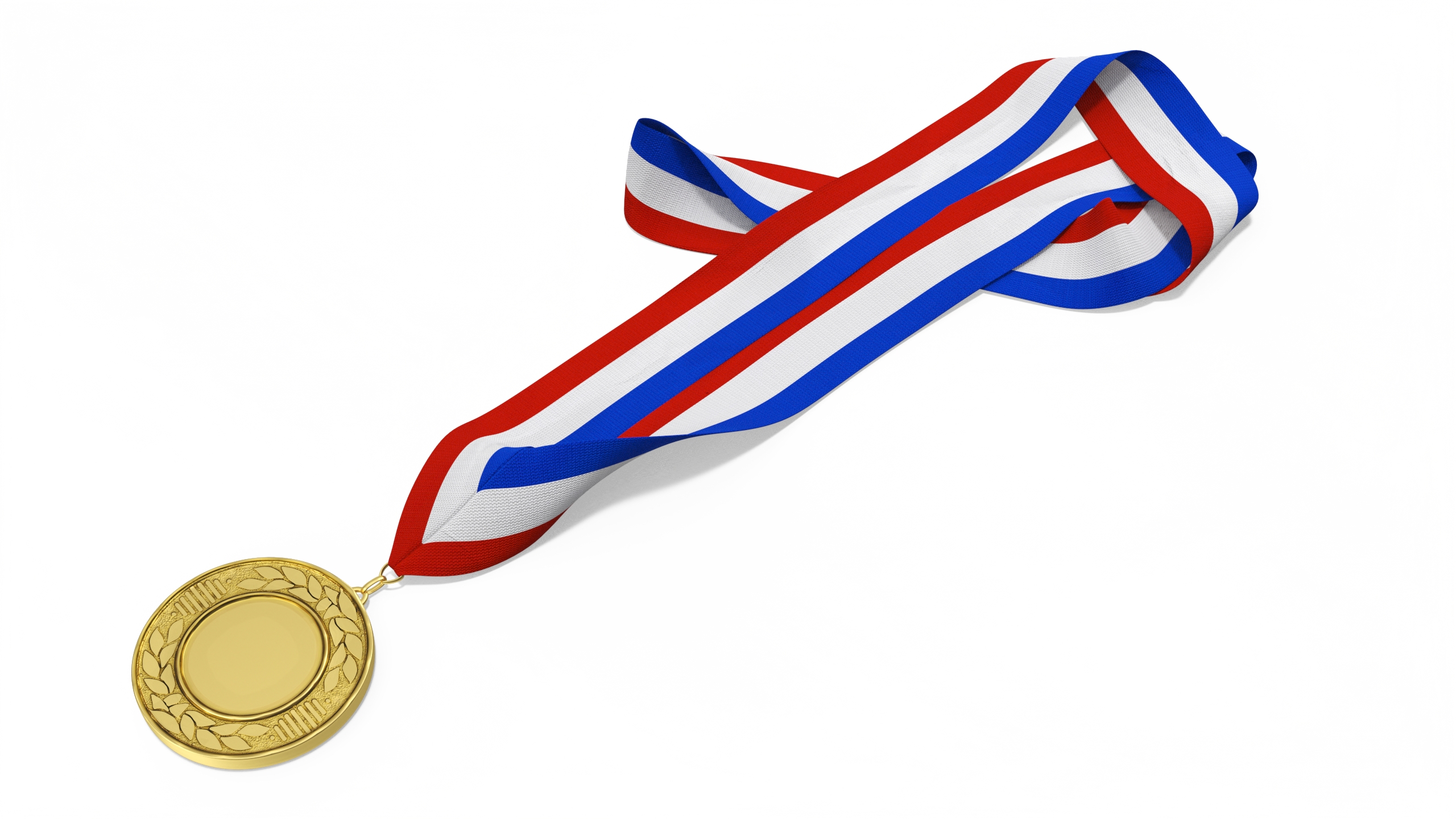 3D Gold Medal with Tricolor Ribbon