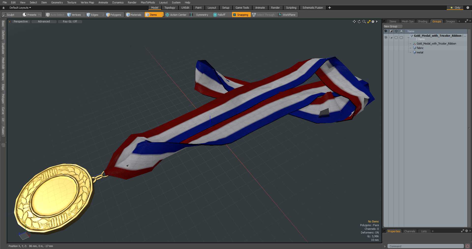 3D Gold Medal with Tricolor Ribbon