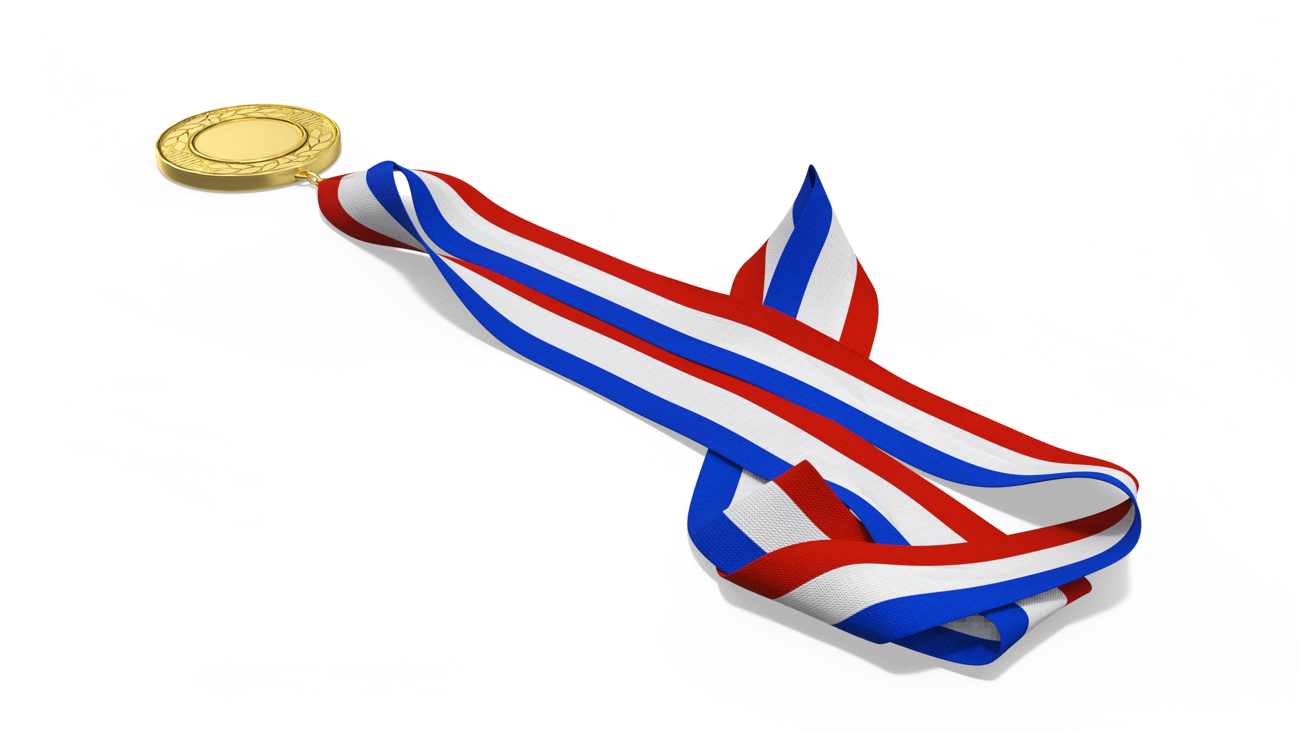 3D Gold Medal with Tricolor Ribbon