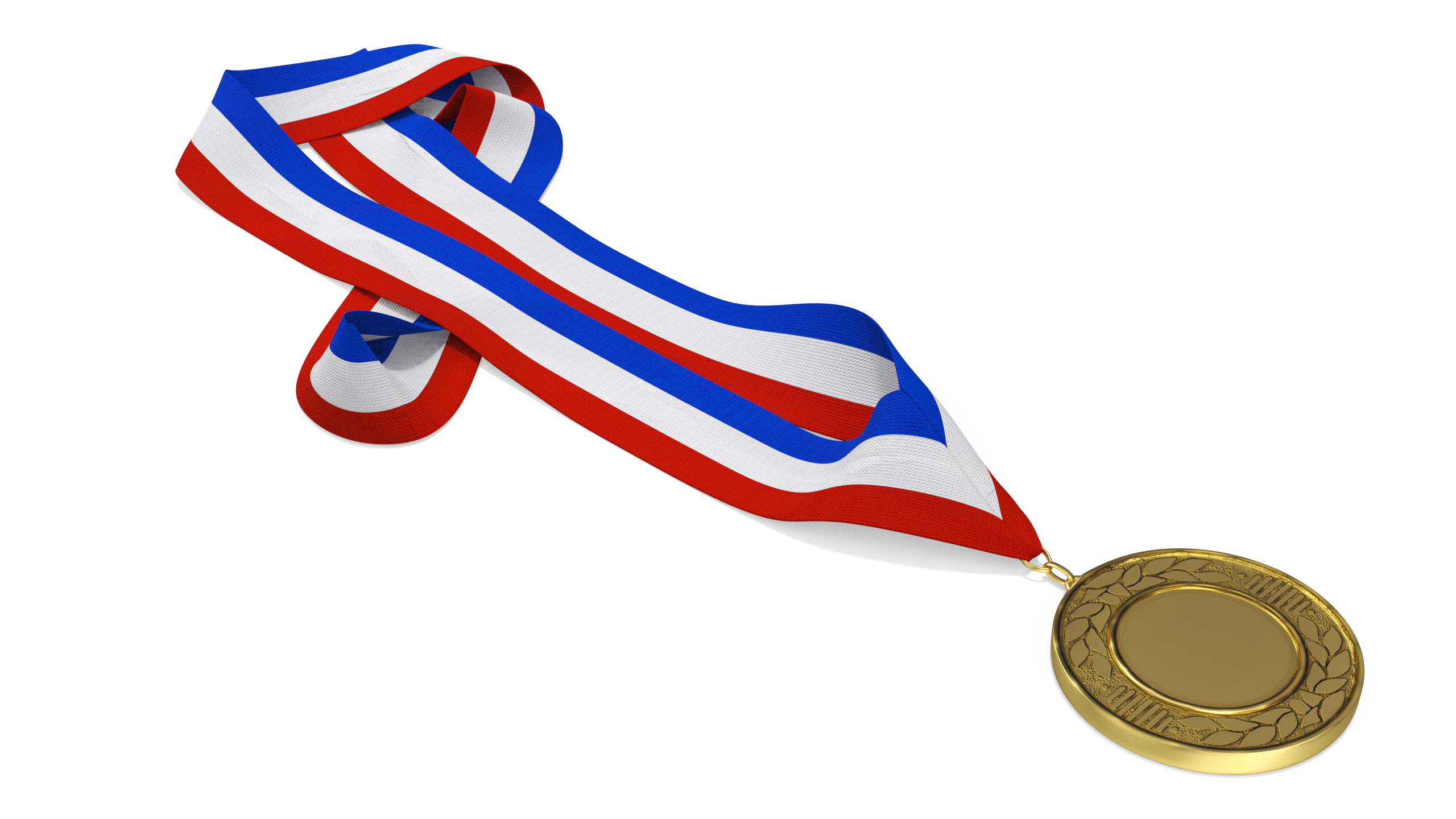 3D Gold Medal with Tricolor Ribbon