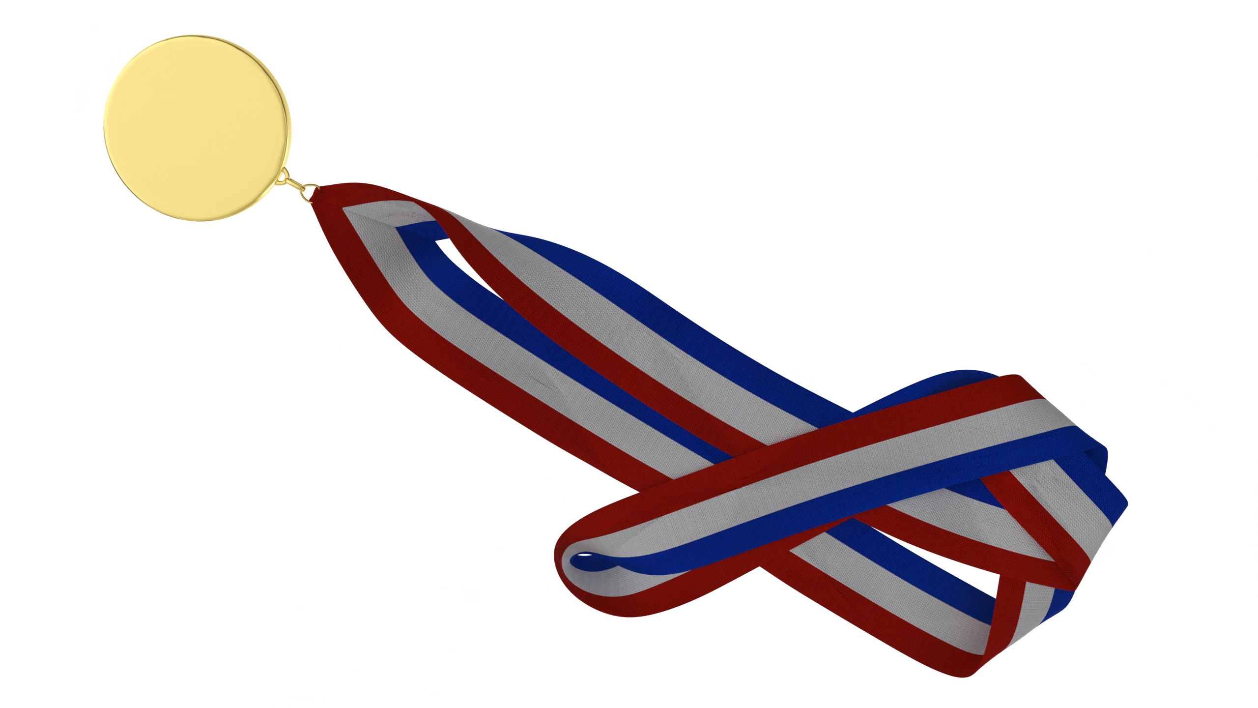 3D Gold Medal with Tricolor Ribbon