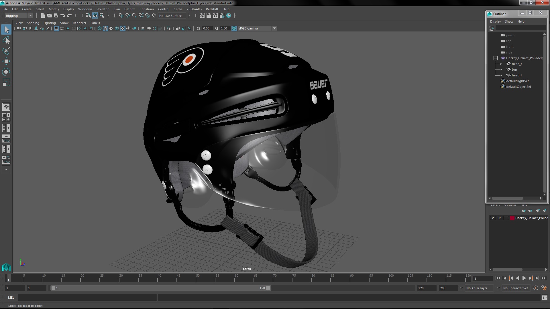 3D Hockey Helmet Philadelphia Flyers model