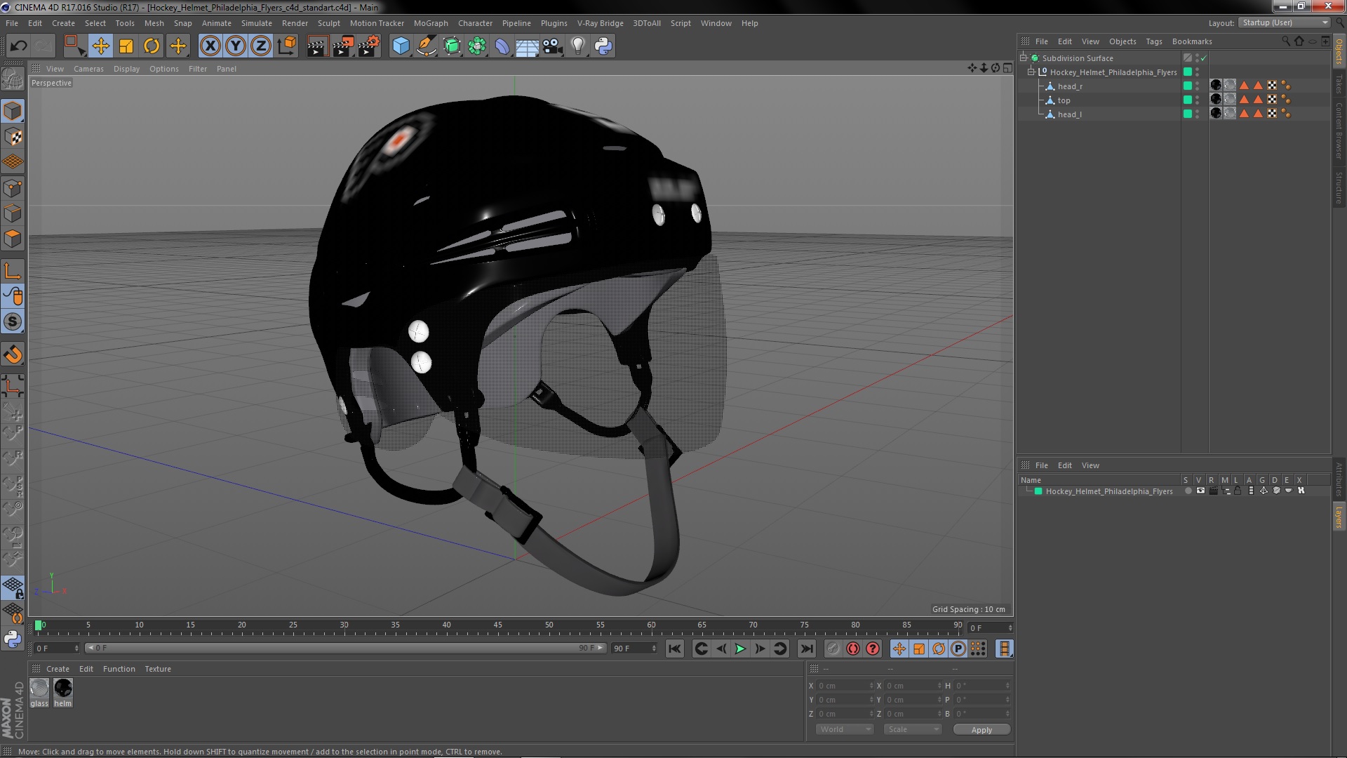3D Hockey Helmet Philadelphia Flyers model