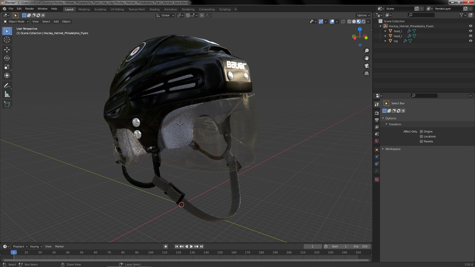 3D Hockey Helmet Philadelphia Flyers model