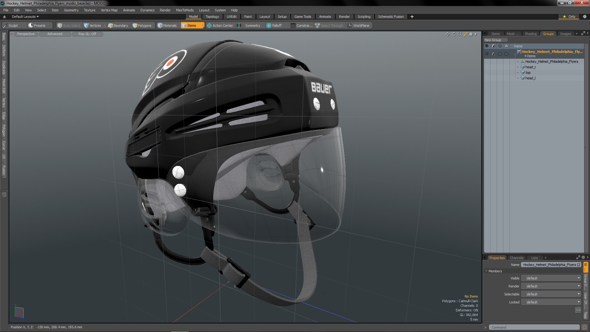 3D Hockey Helmet Philadelphia Flyers model