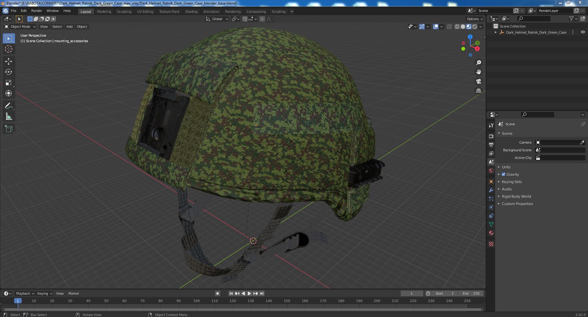 Dark Helmet Ratnik Dark Green Case 3D model