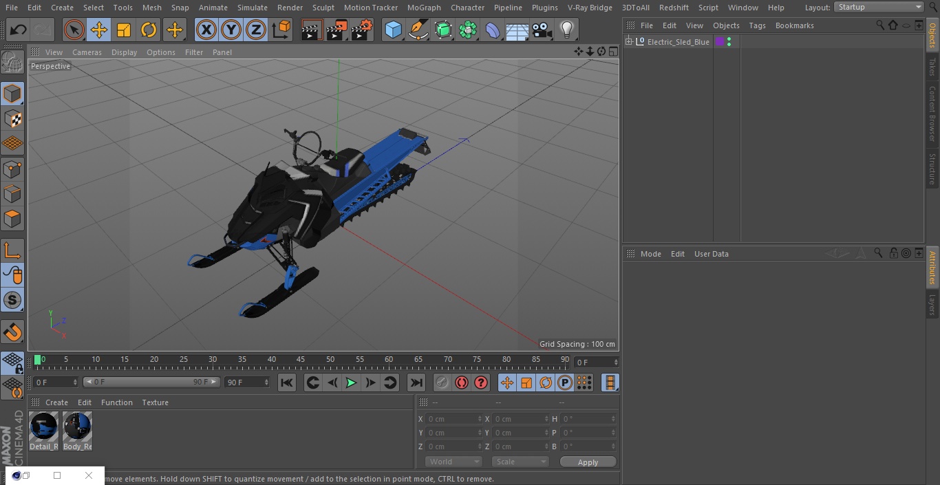 3D Electric Sled Blue model