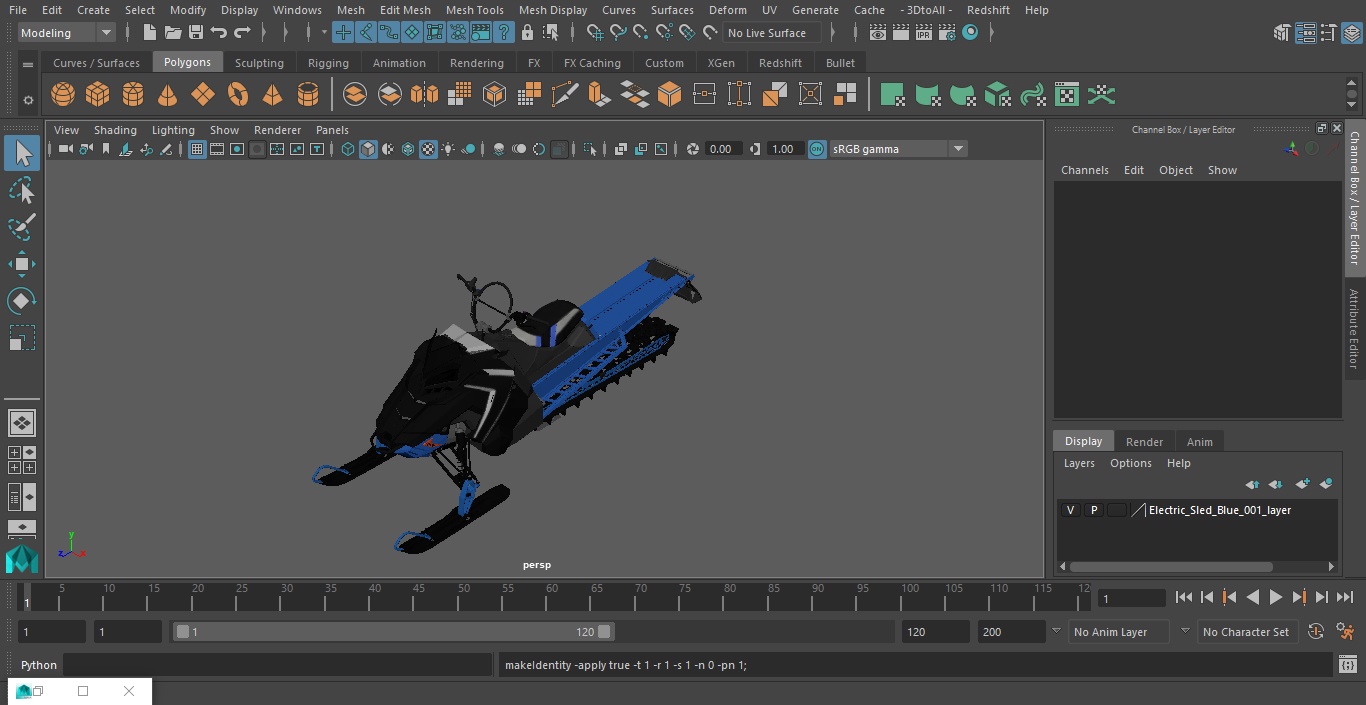 3D Electric Sled Blue model