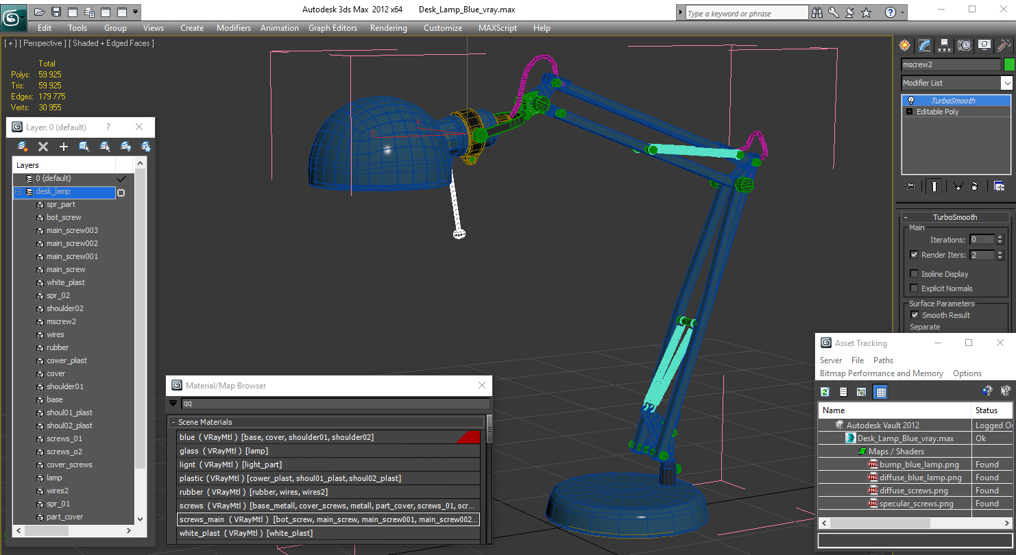 Desk Lamp Blue 3D model
