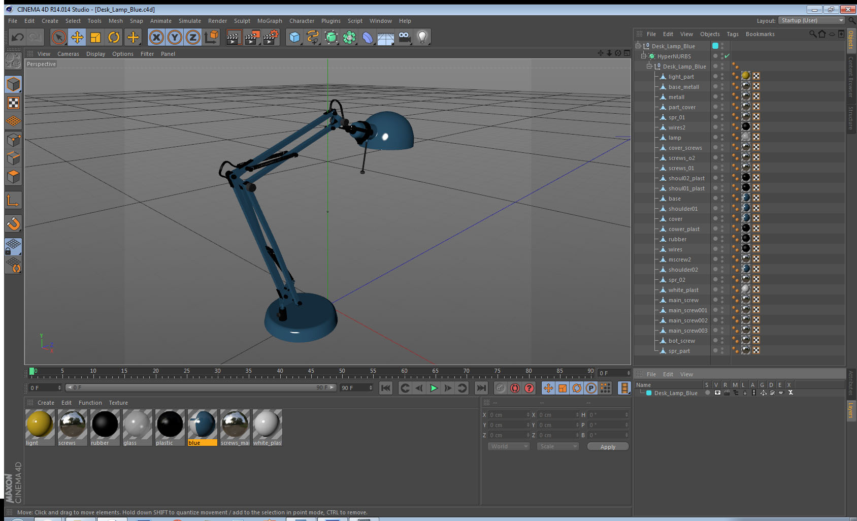 Desk Lamp Blue 3D model