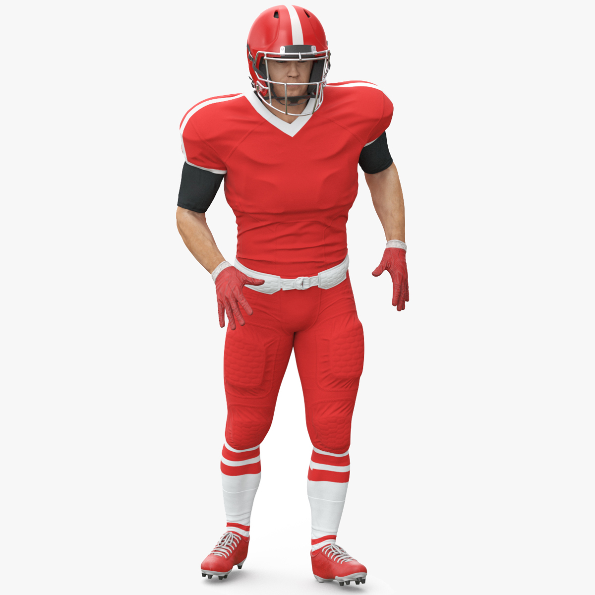 3D Red Uniform Football Player Rigged for Cinema 4D model