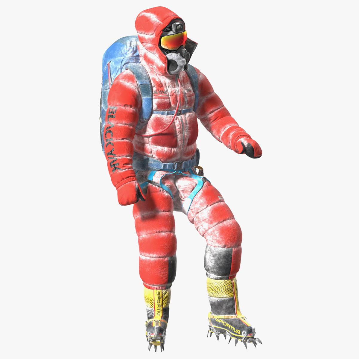 Everest Climber in a Snow-Covered Suit Rigged for Maya 3D model