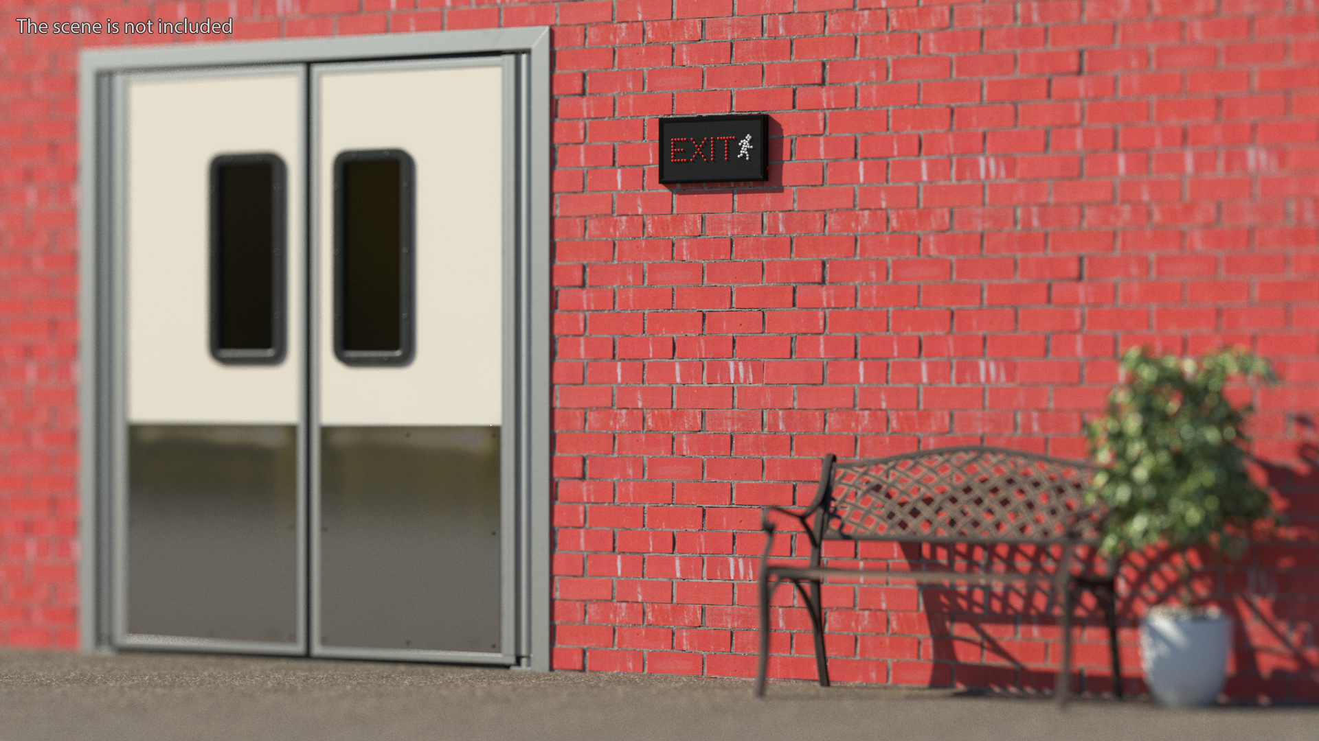 3D model Exit Red LED Light Display OFF