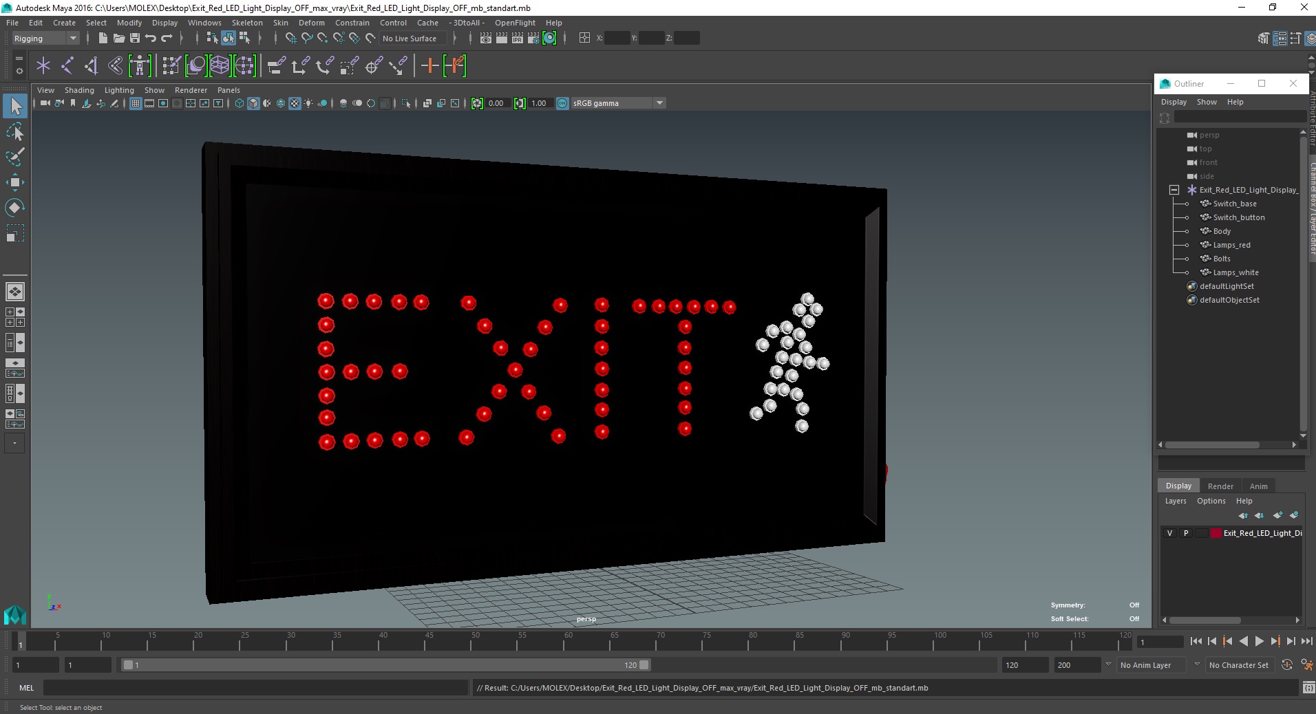 3D model Exit Red LED Light Display OFF