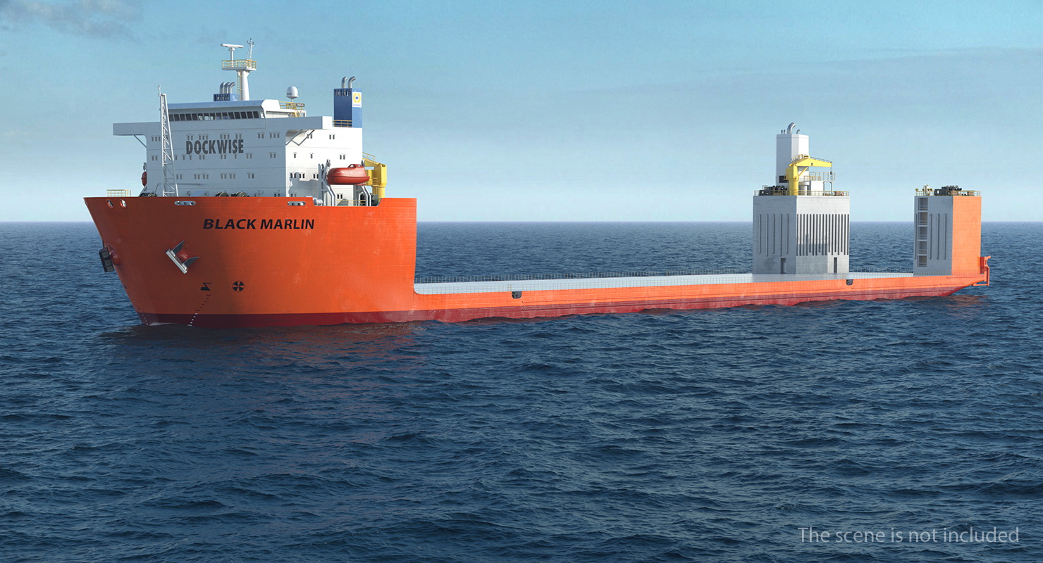 Black Marlin Heavy Lift Vessel Rigged 3D