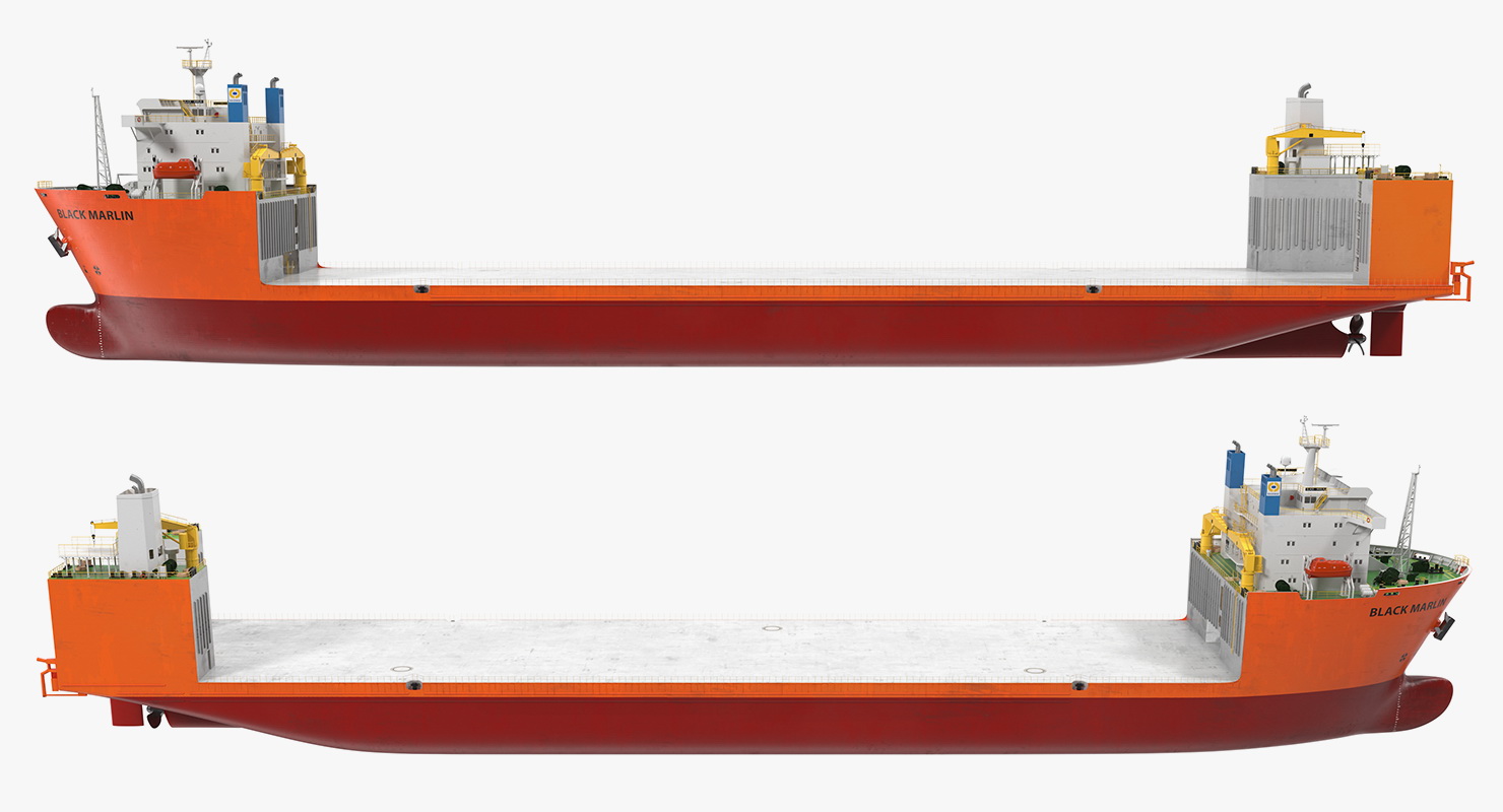 Black Marlin Heavy Lift Vessel Rigged 3D
