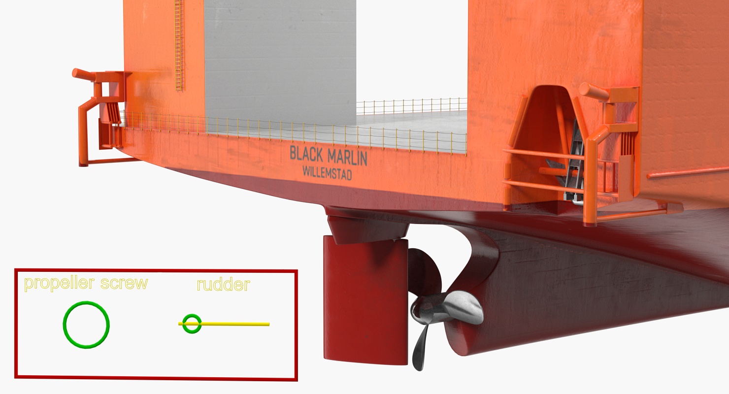 Black Marlin Heavy Lift Vessel Rigged 3D