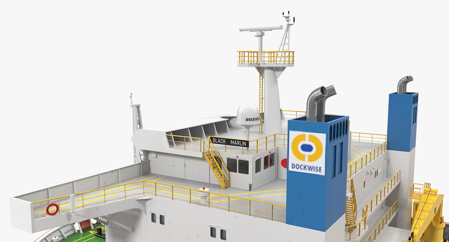 Black Marlin Heavy Lift Vessel Rigged 3D
