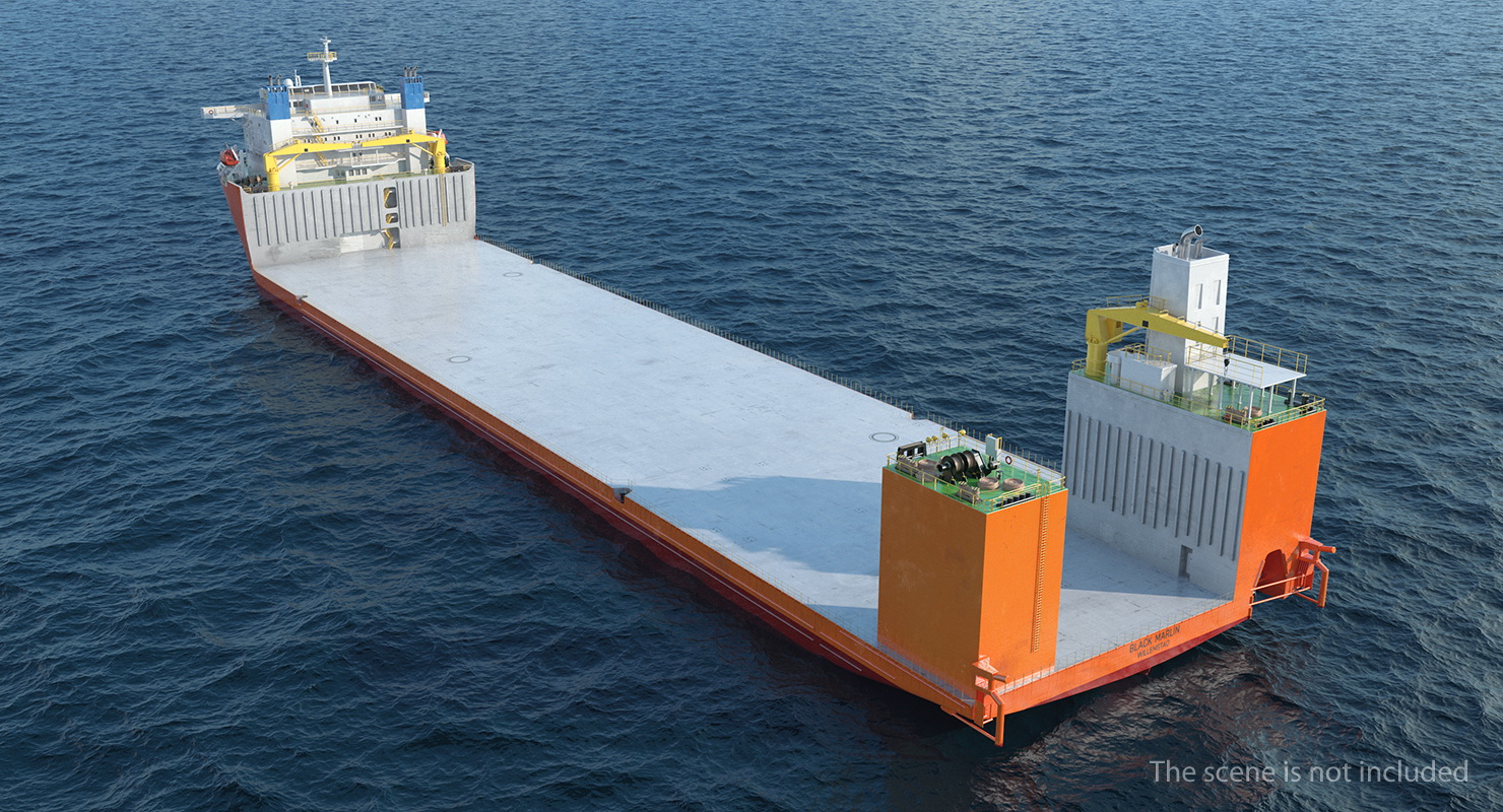 Black Marlin Heavy Lift Vessel Rigged 3D