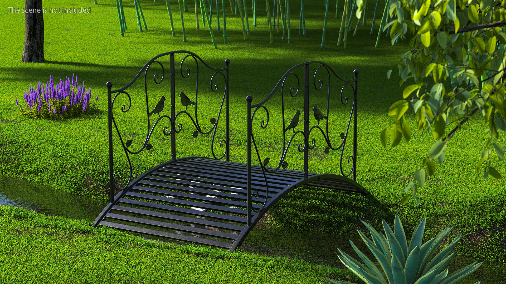 Wrought Iron Garden Bridge Black 3D