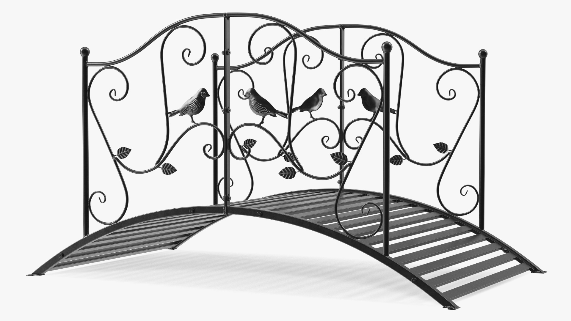Wrought Iron Garden Bridge Black 3D