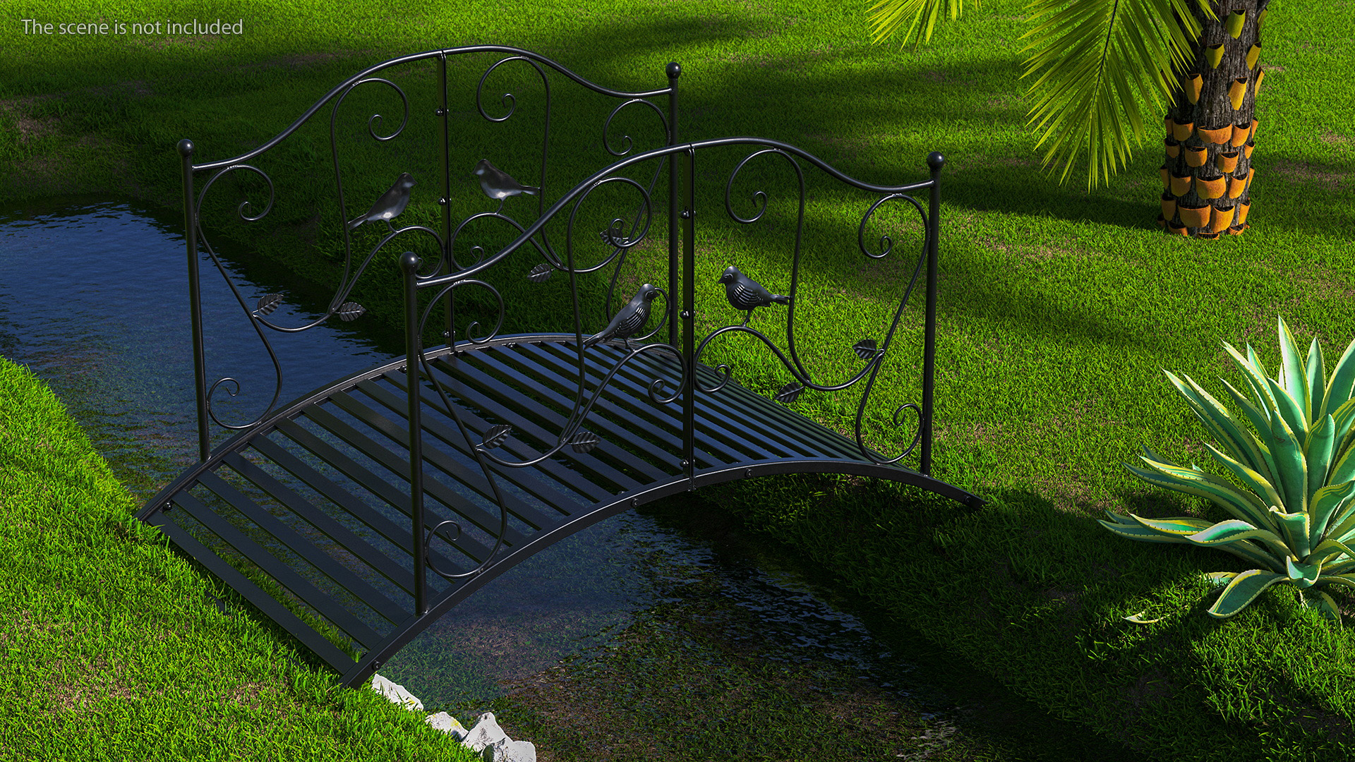 Wrought Iron Garden Bridge Black 3D