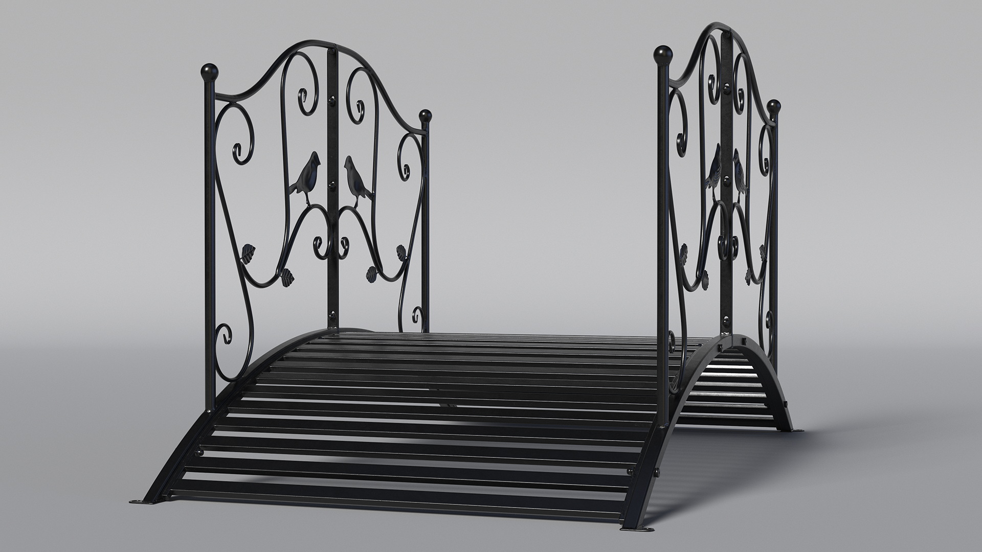 Wrought Iron Garden Bridge Black 3D