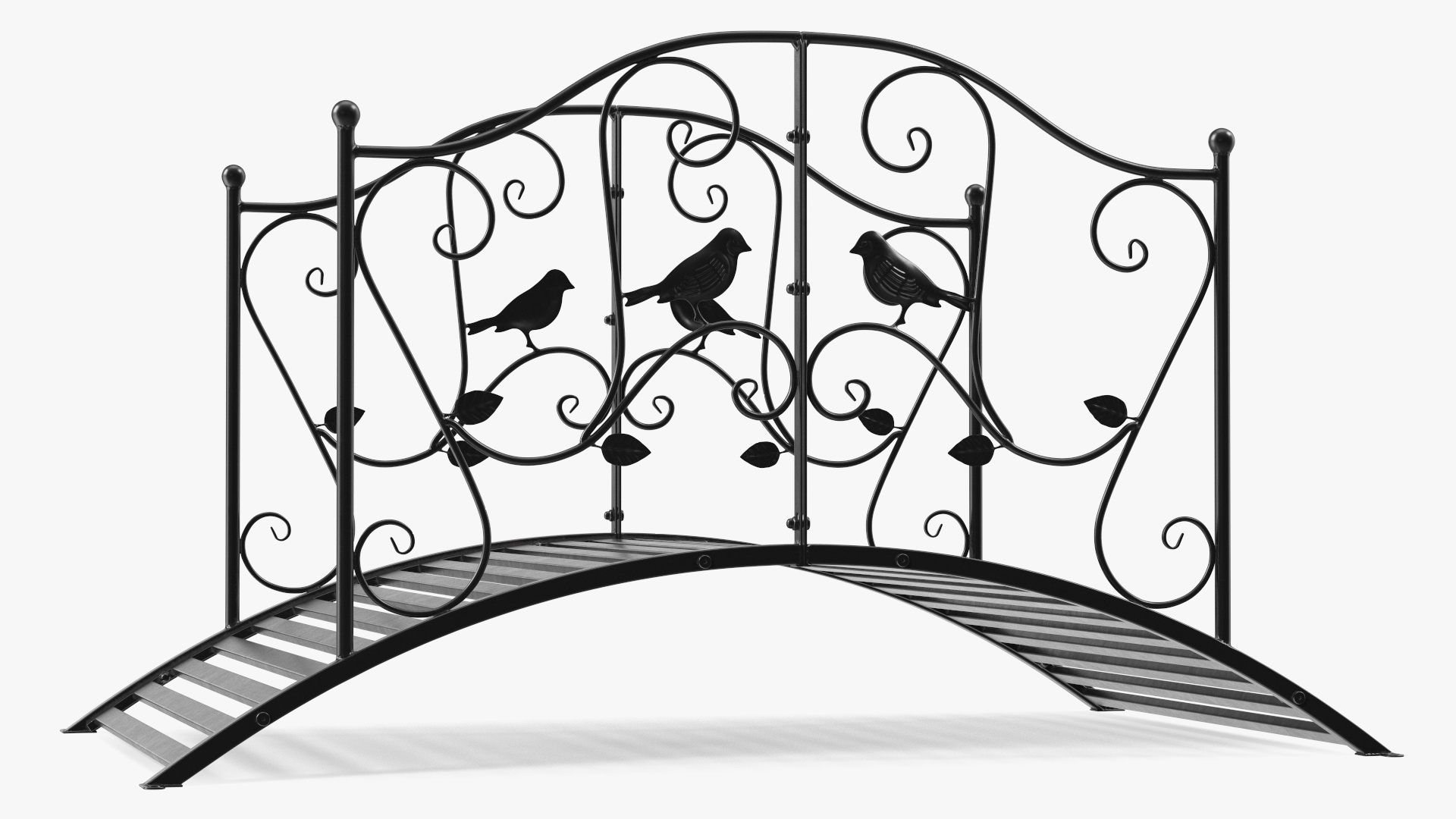 Wrought Iron Garden Bridge Black 3D