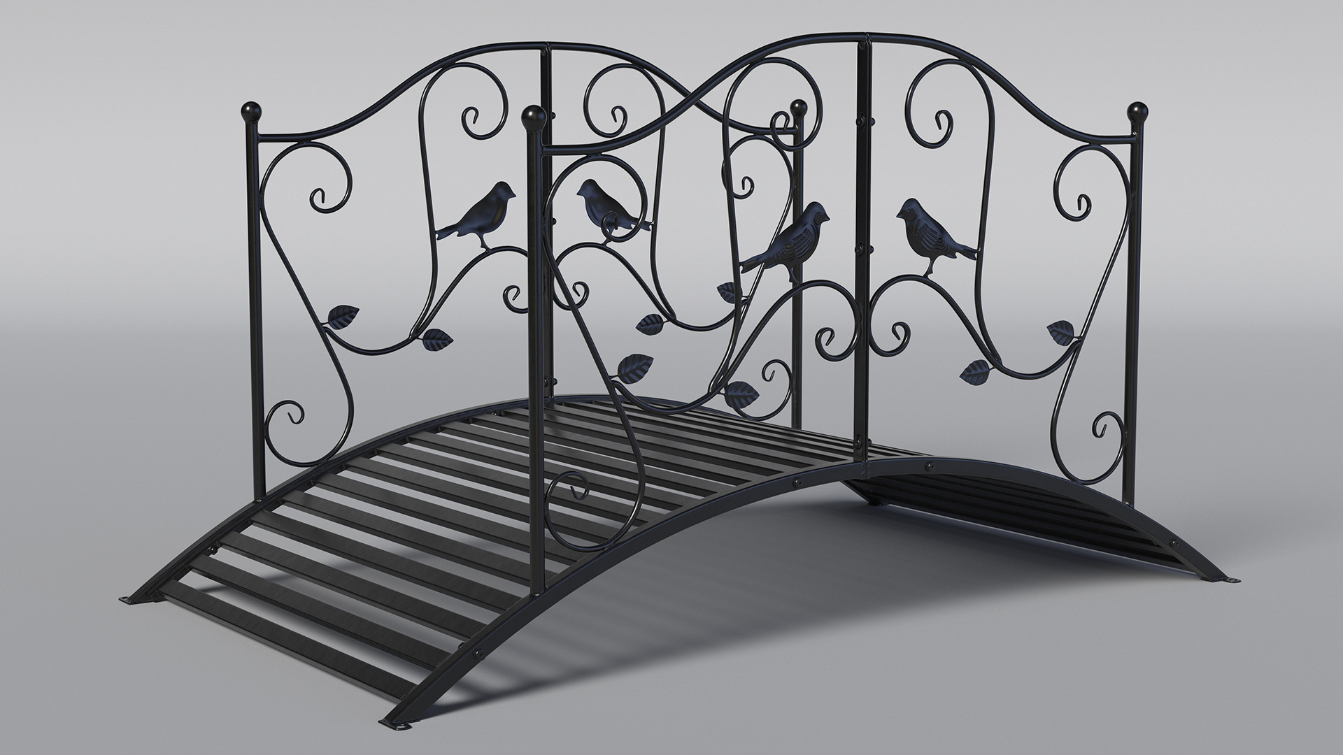 Wrought Iron Garden Bridge Black 3D