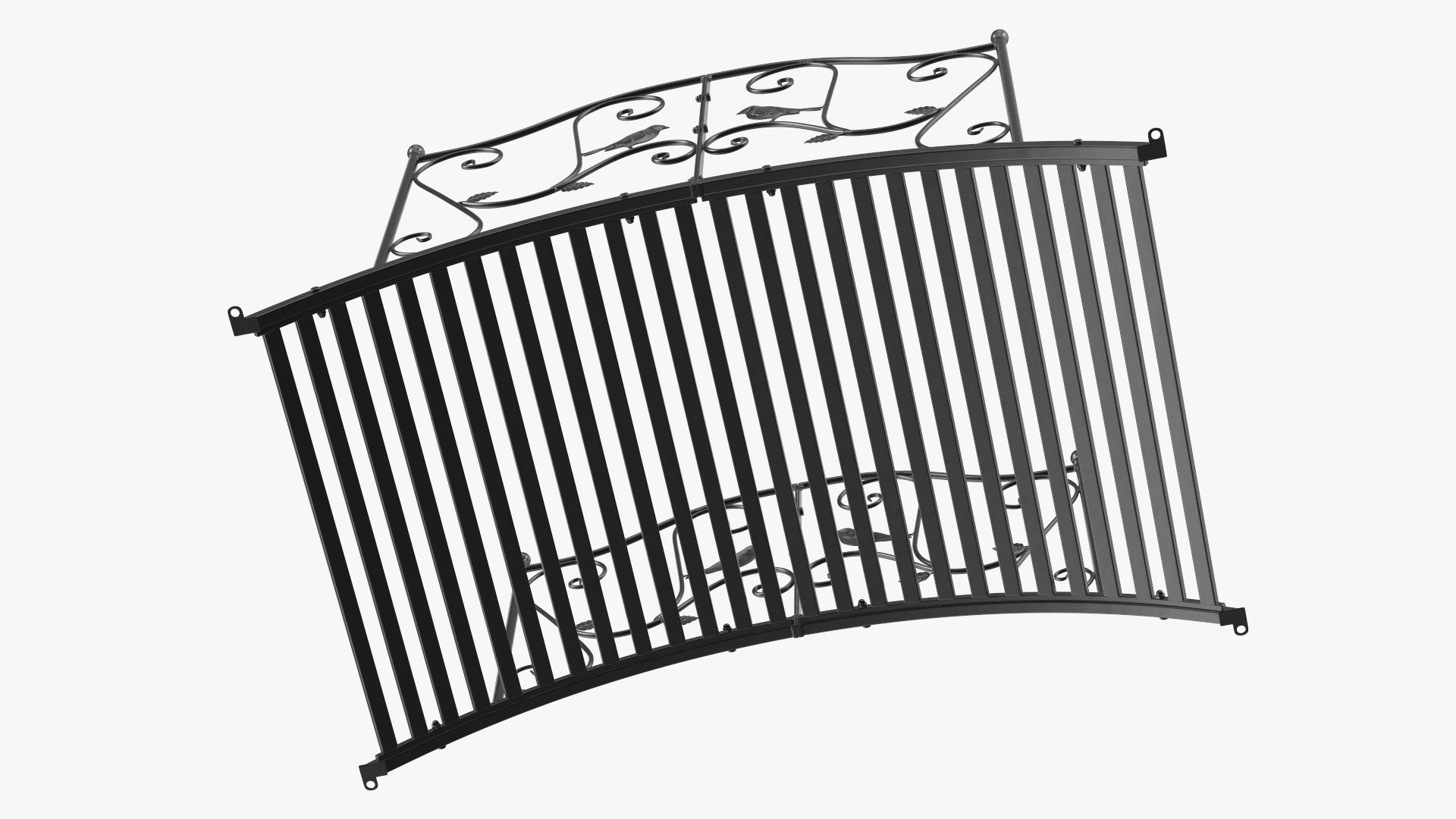 Wrought Iron Garden Bridge Black 3D