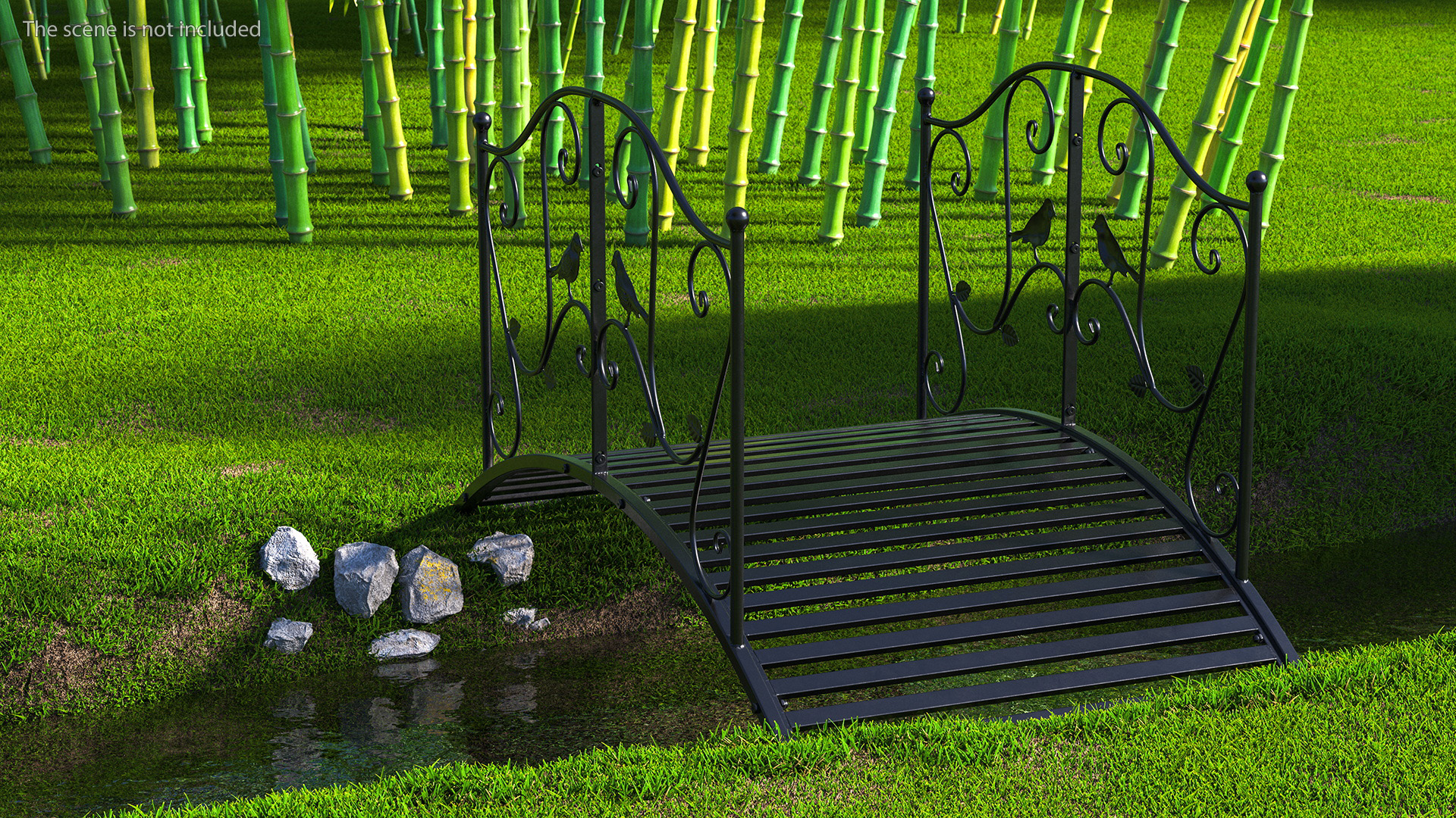 Wrought Iron Garden Bridge Black 3D