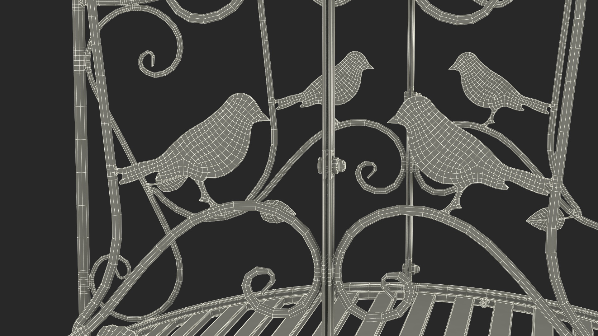 Wrought Iron Garden Bridge Black 3D